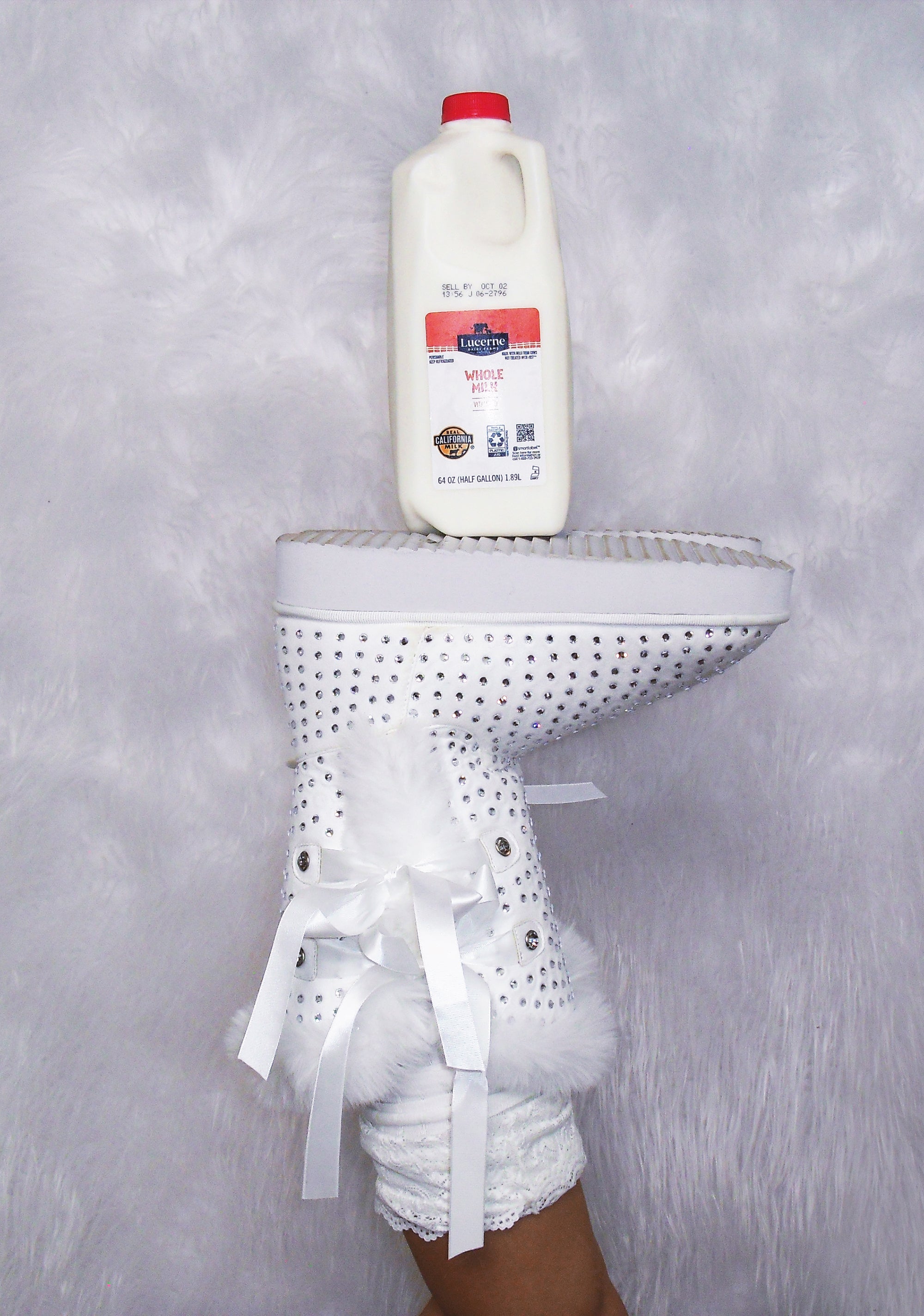 Sugar Thrillz Faux Suede Rhinestone Booties - White – Dolls Kill