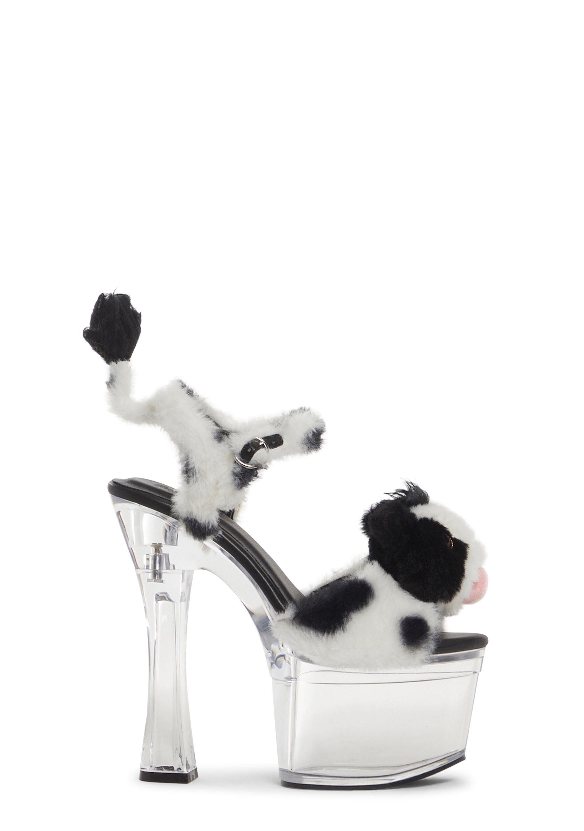 Plush Paws Platform Heels - Black/White