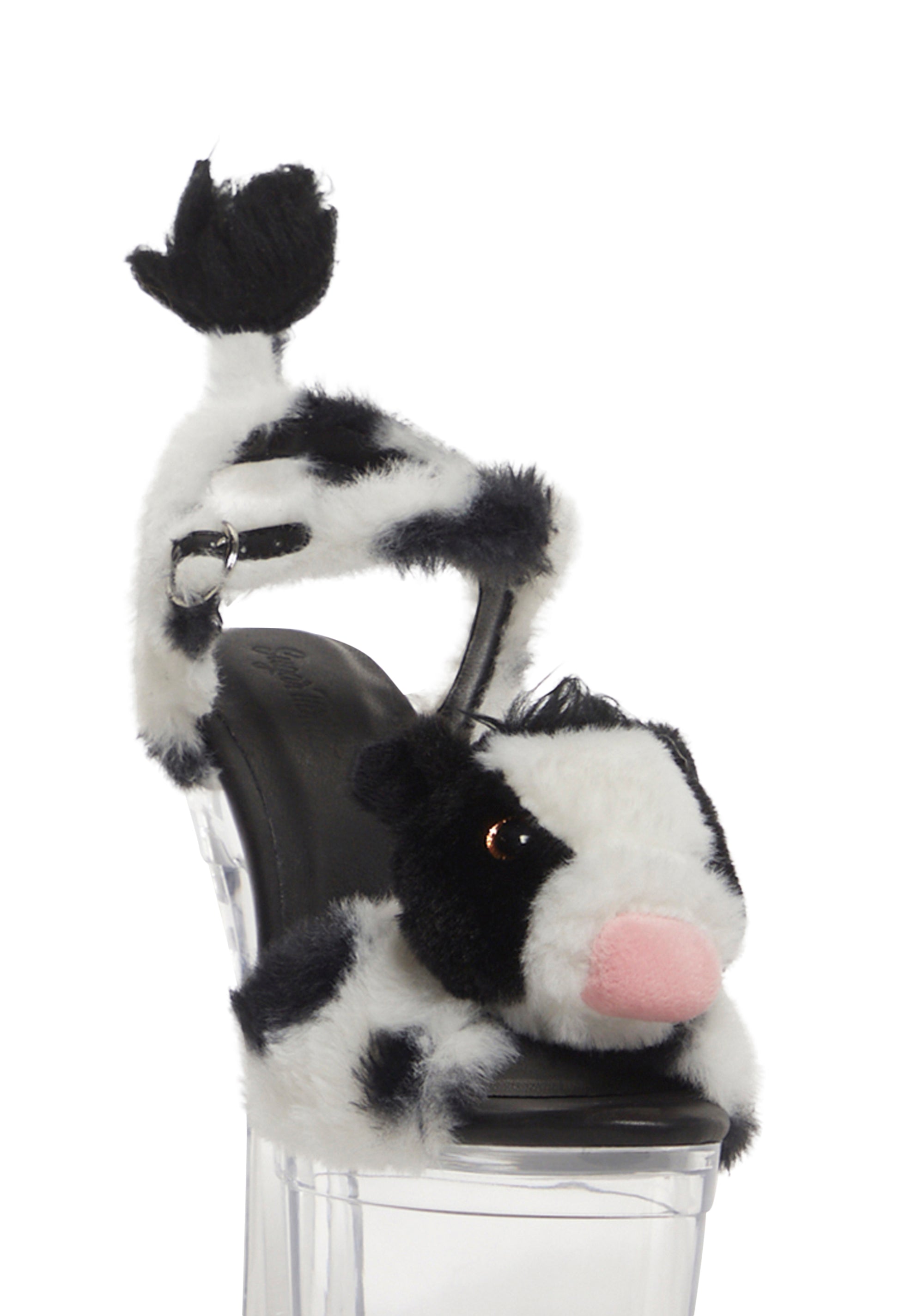 Plush Paws Platform Heels - Black/White