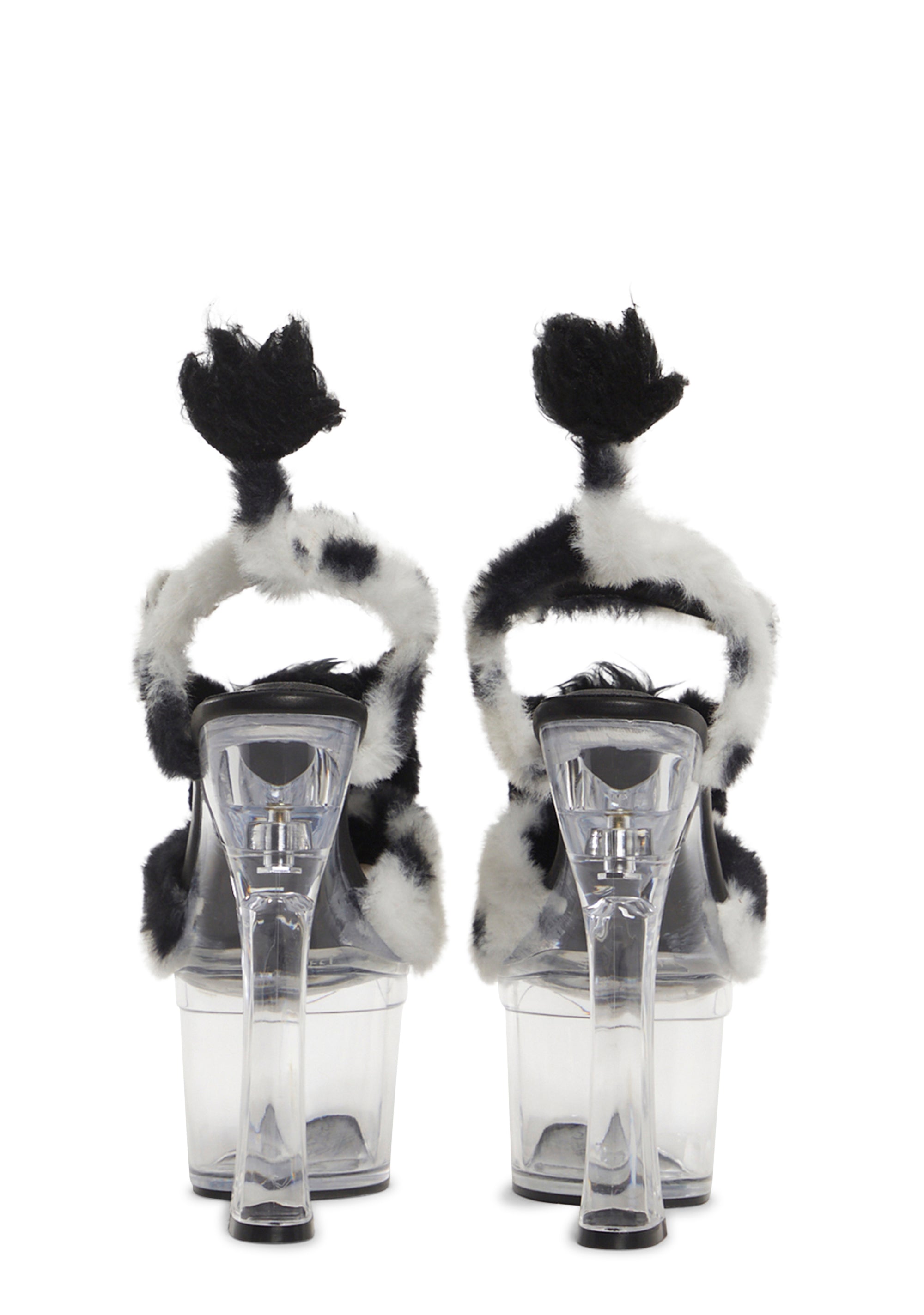 Plush Paws Platform Heels - Black/White