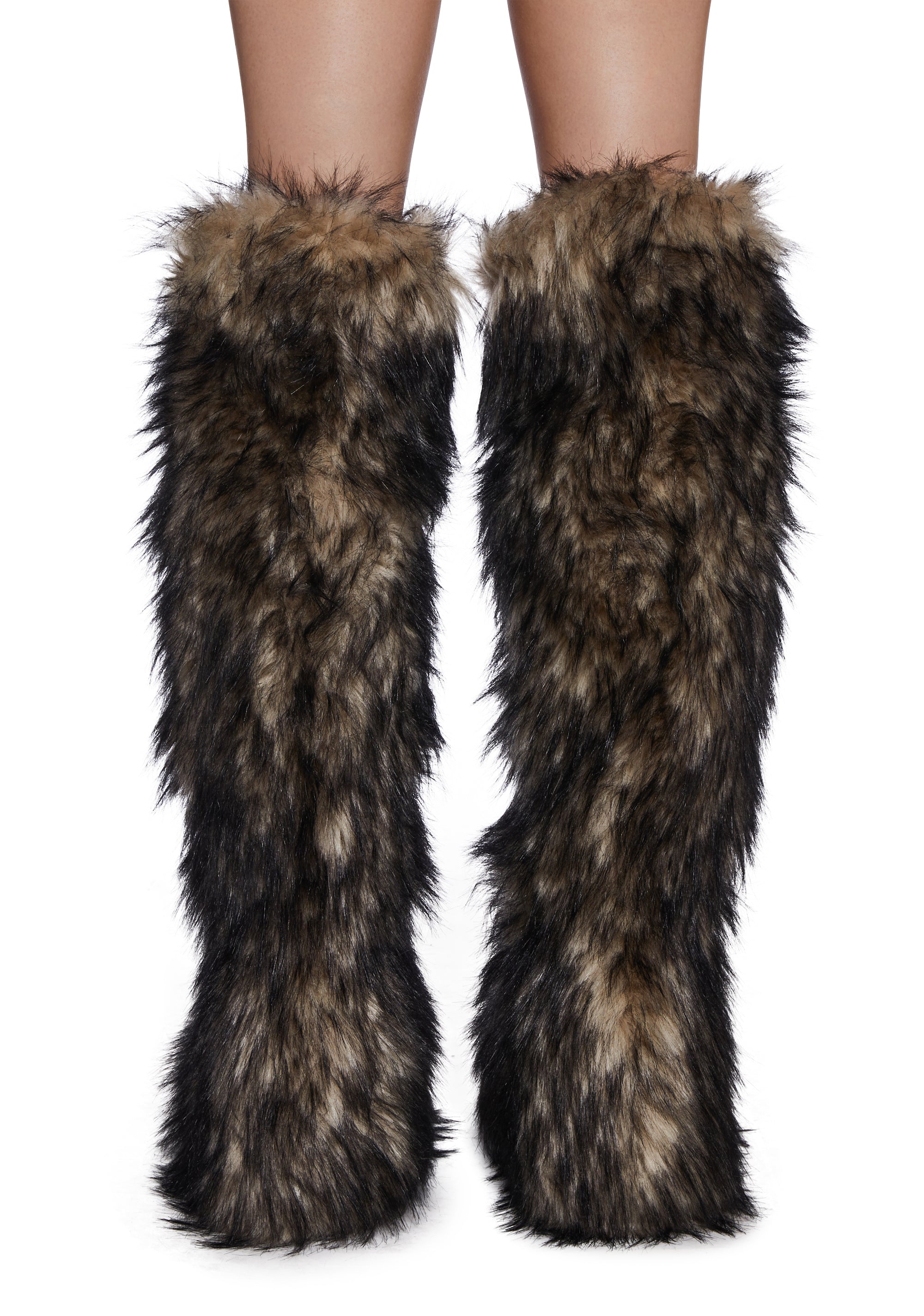 Club Exx Faux Fur Pull On Thigh High Platform Boots Off White Dolls Kill