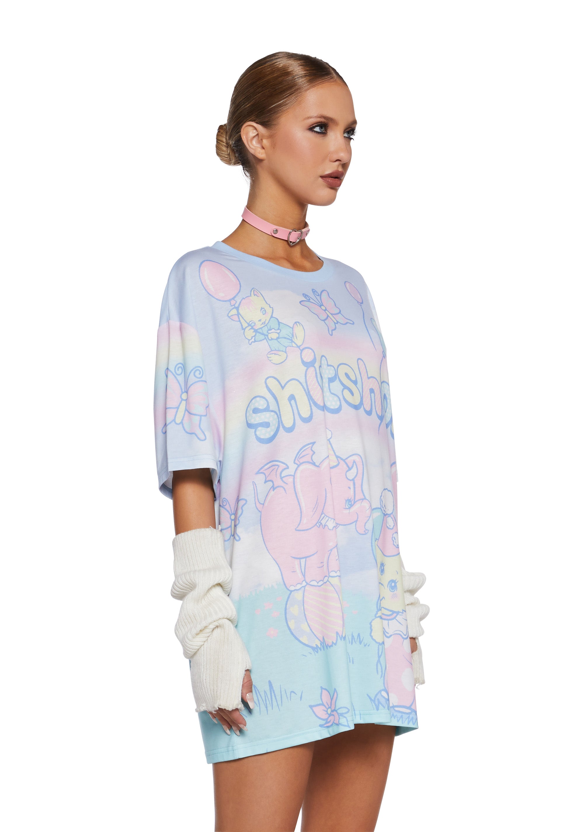 Shitshow Circus Mutant Animal Print Oversized Tee Sugar