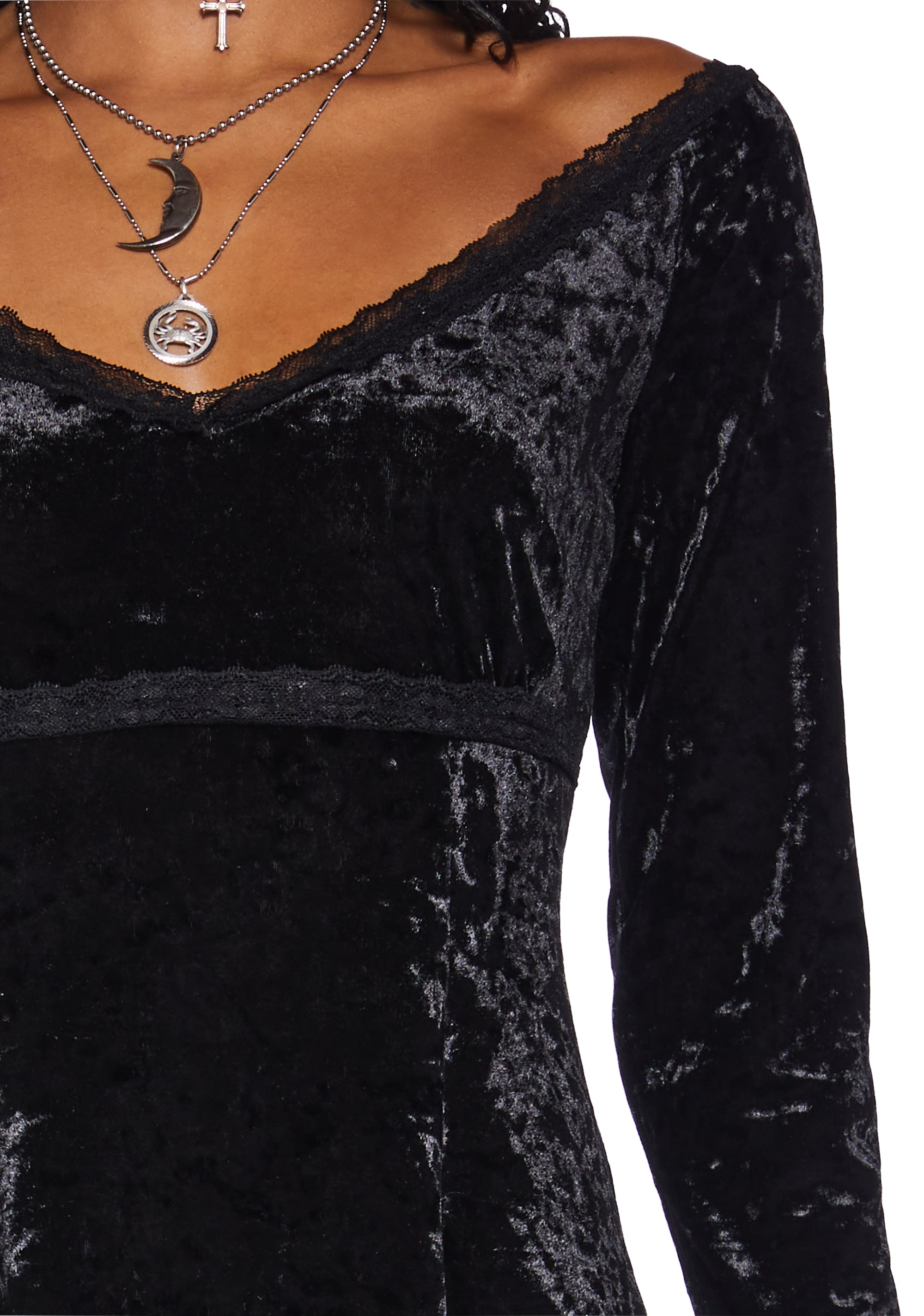 princess polly baby blue dress Chic Broken Love Velvet Mini Dress - Black main image 1