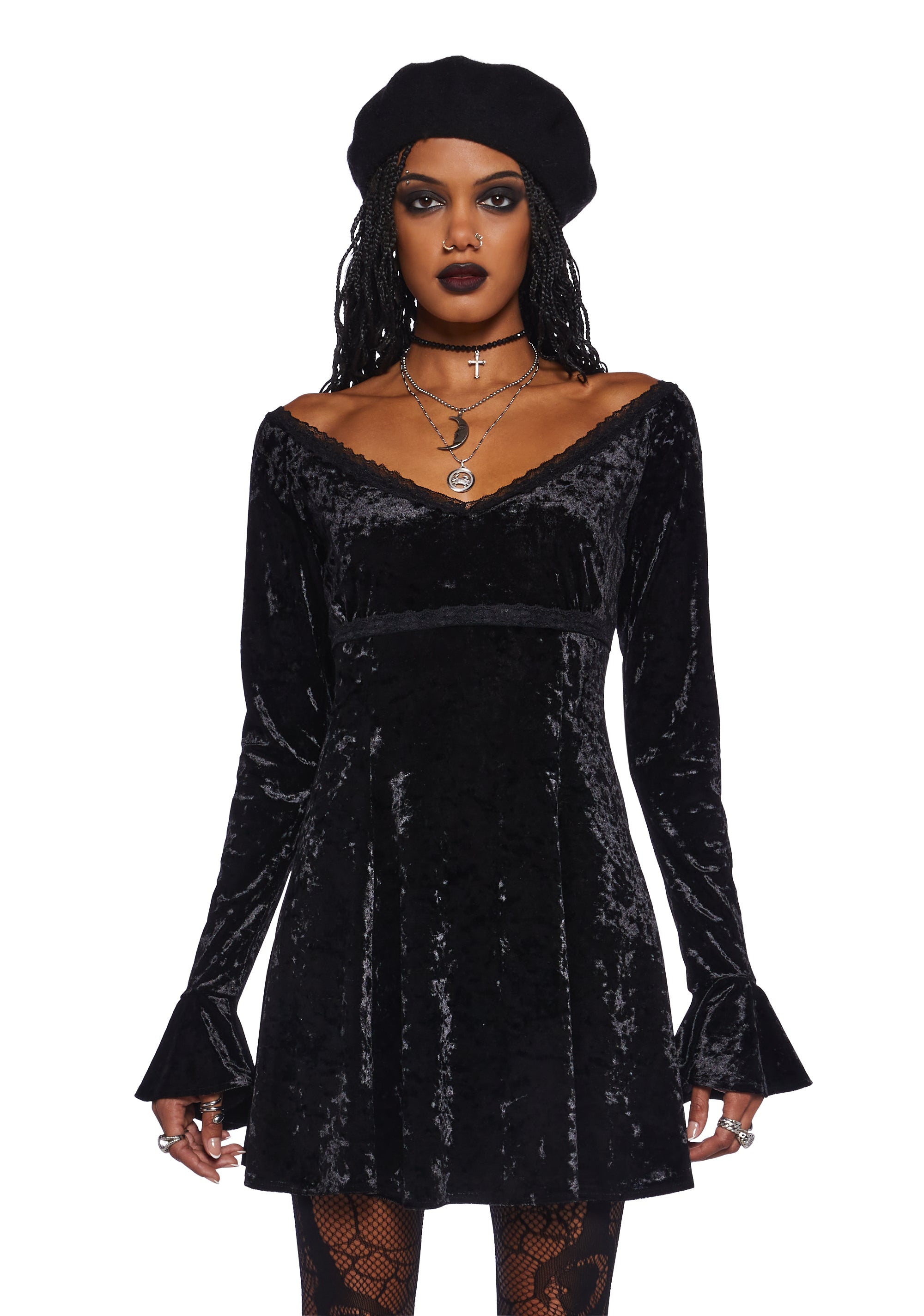 Widow Crushed Velvet Mini Dress