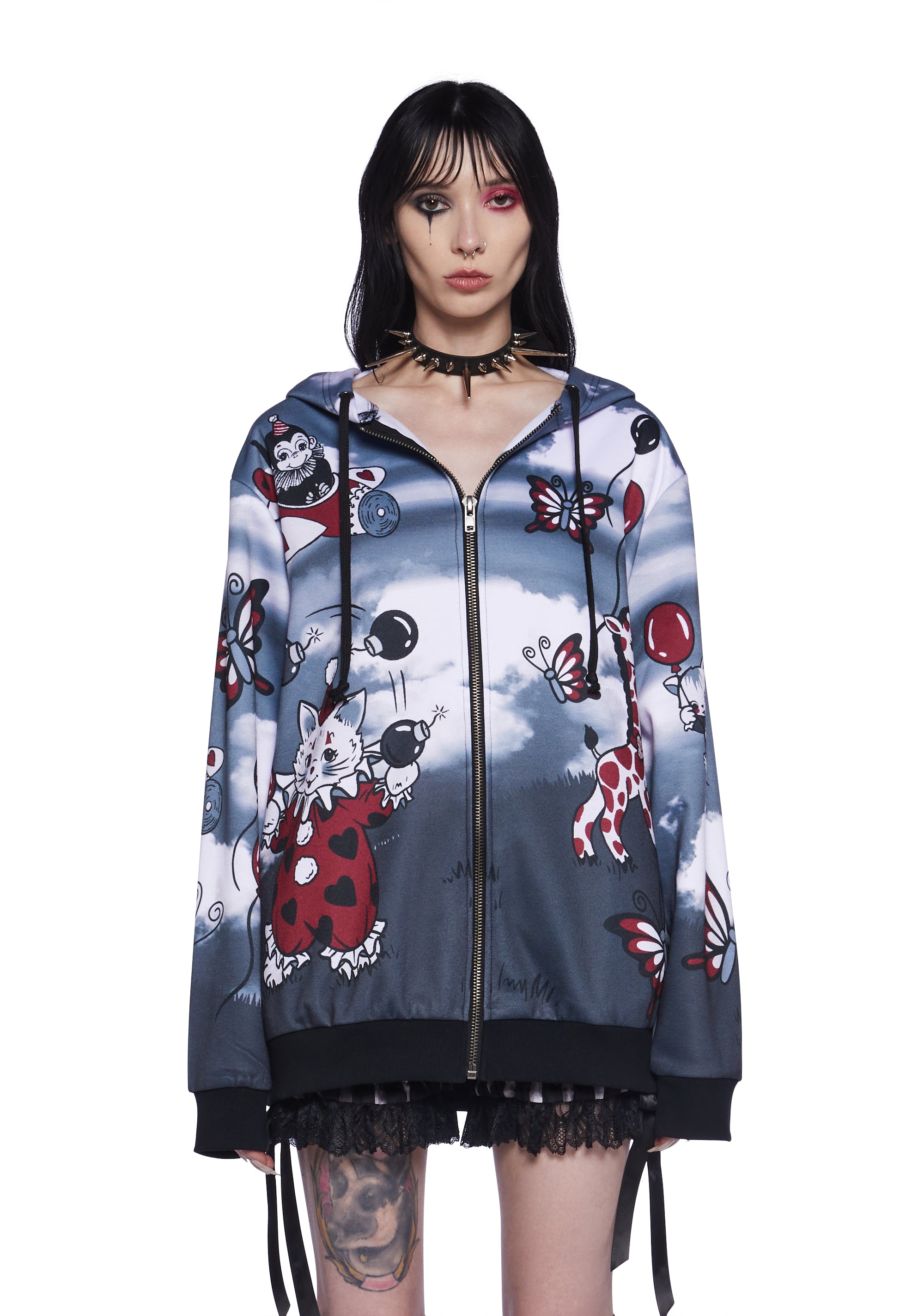 Dolls Kill x WB Horror Jason Mask Applique Oversized Hoodie