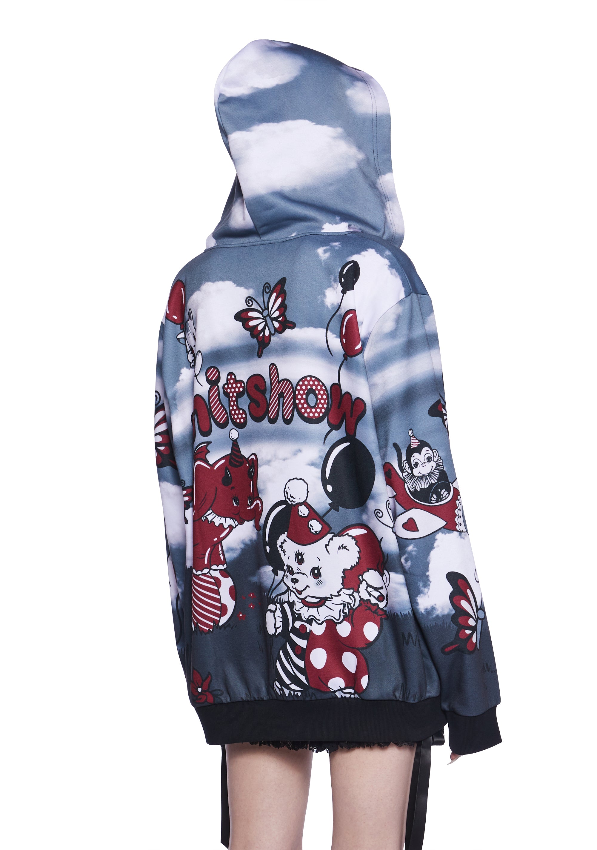 Not So Funhouse Oversized Hoodie - Red/Black