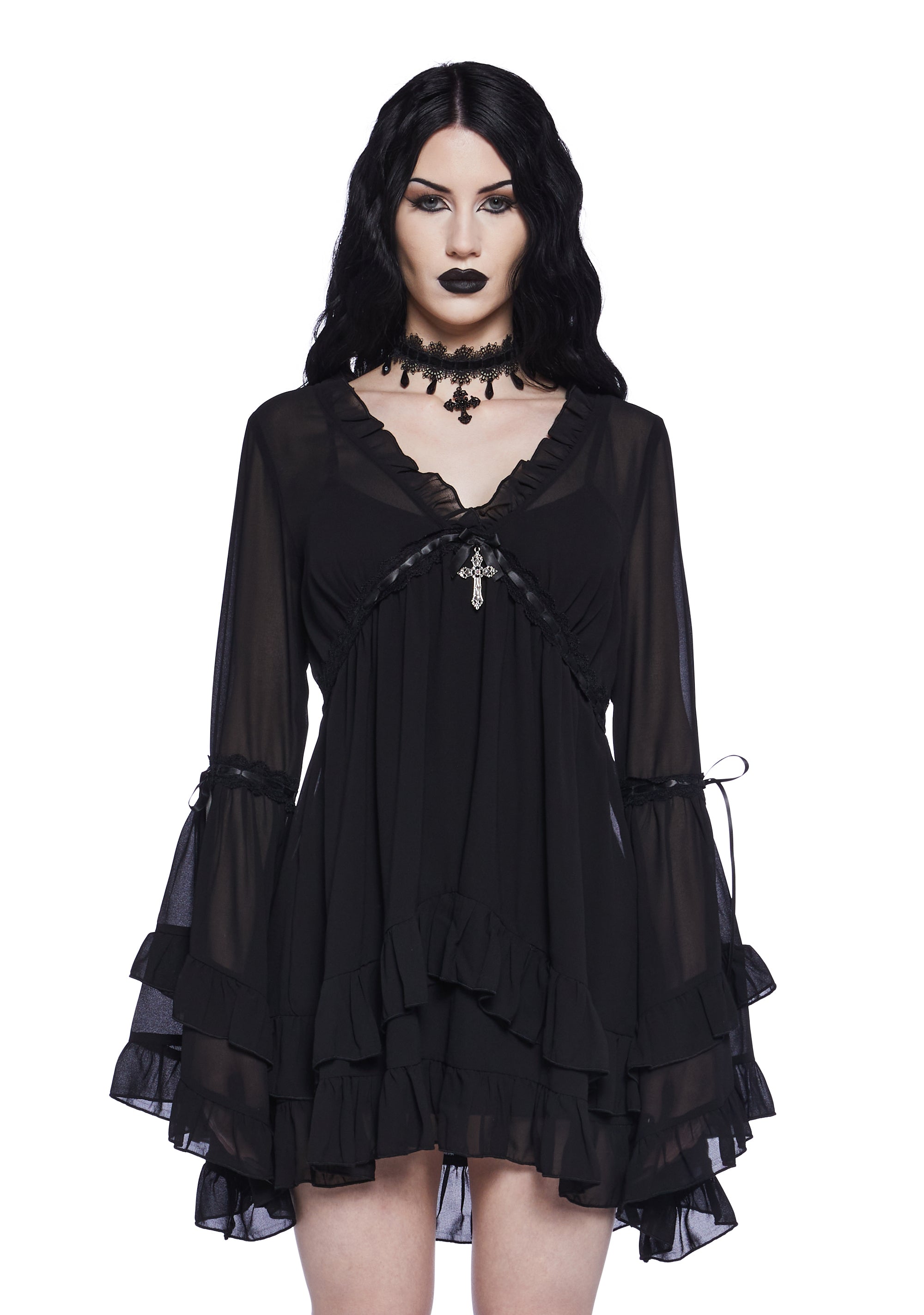 dollskill black dress Real Divinity Mini parent This mini dress has Romantic Maxi Dress – Size:H (24-26)