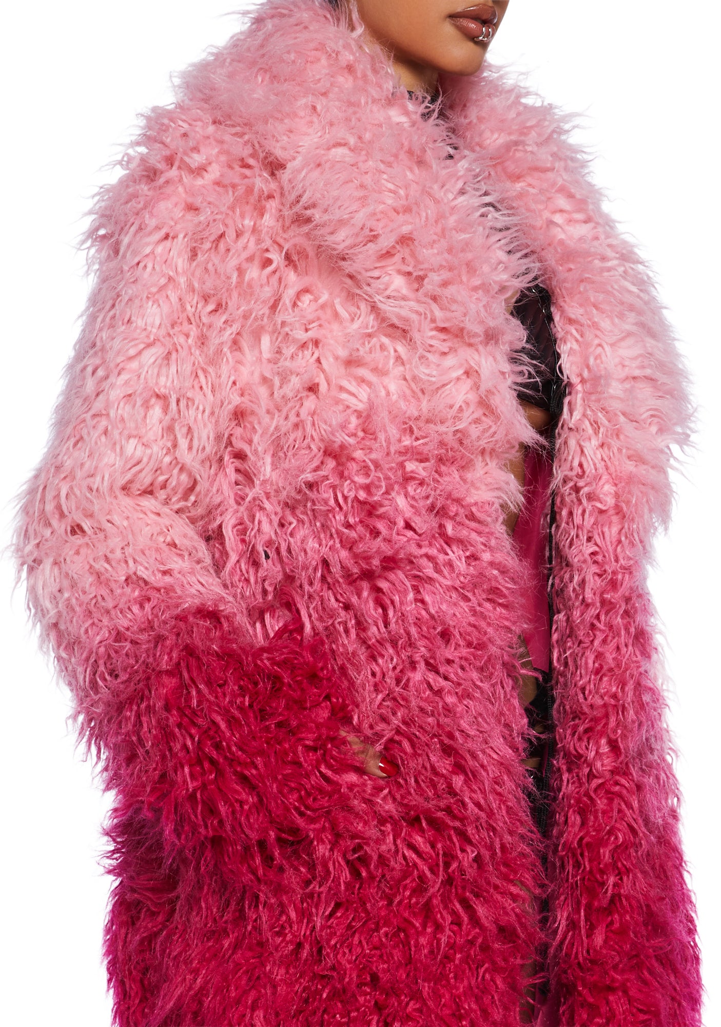 Astro Arctic Faux Fur Coat Pink Ombre