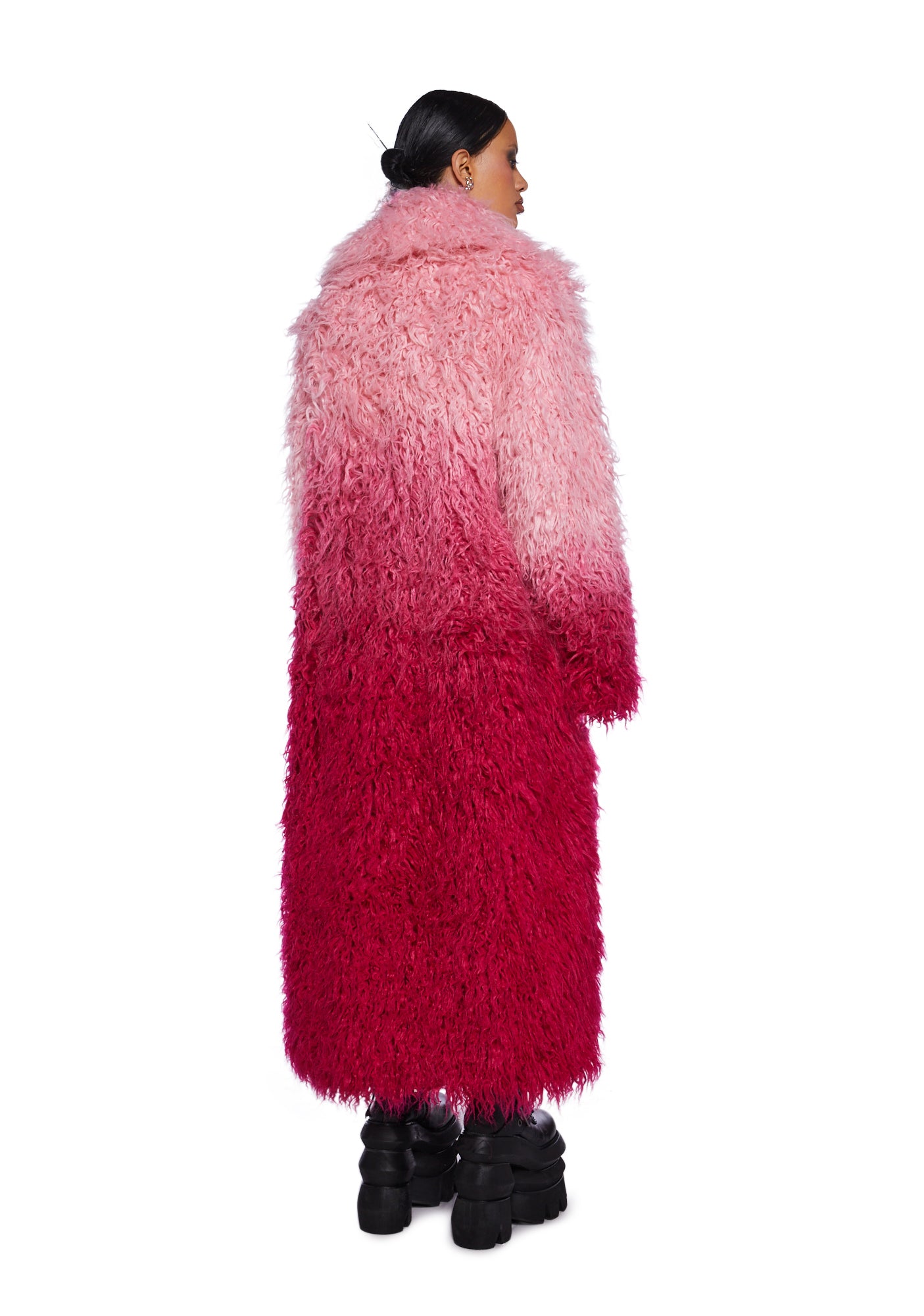 Astro Arctic Faux Fur Coat Pink Ombre