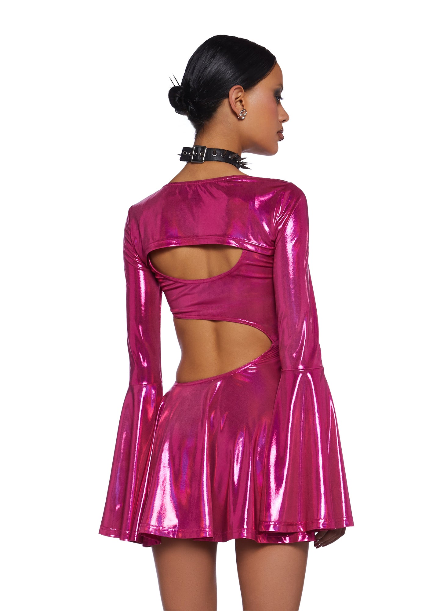 Club Exx Future Girl Techno Stretchy Metallic Knit Cutout