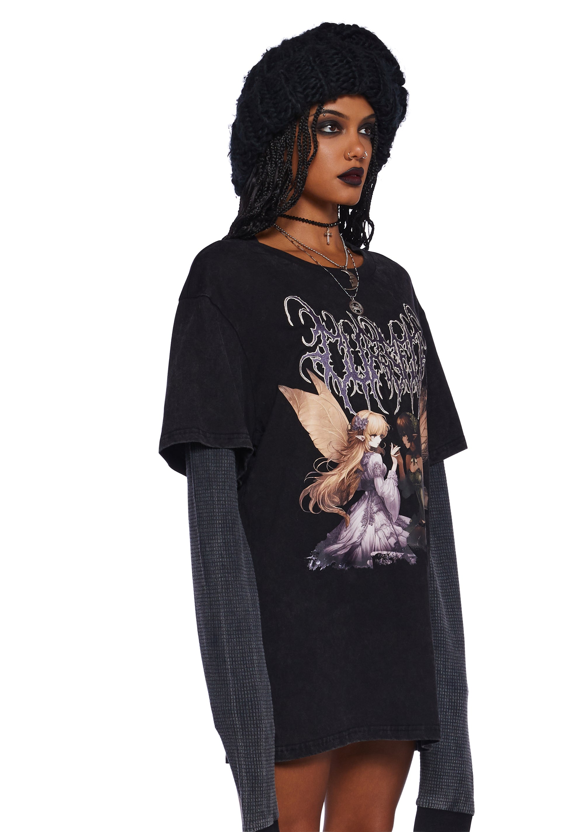 【2plan】Rave damage knit tee pebby-forevee-side-slit-tee-