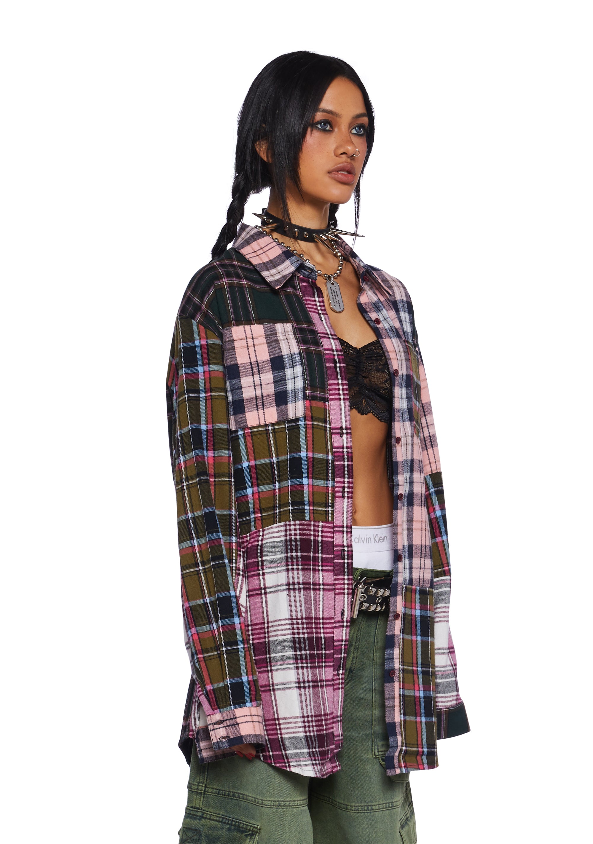 Current Mood Punquetee Punk Rock Oversized Mixed Flannel