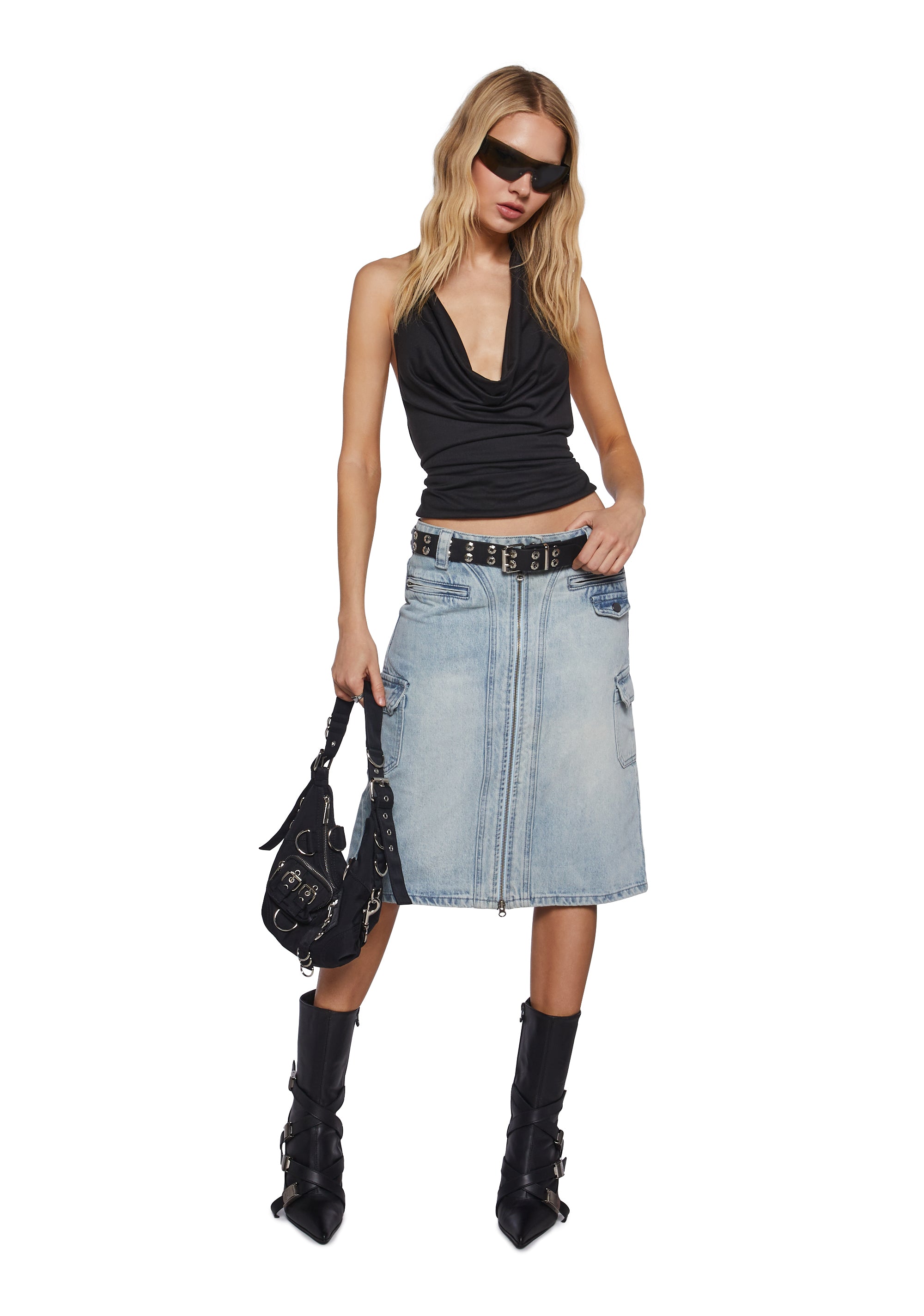 Camille Denim Midi Cargo Skirt