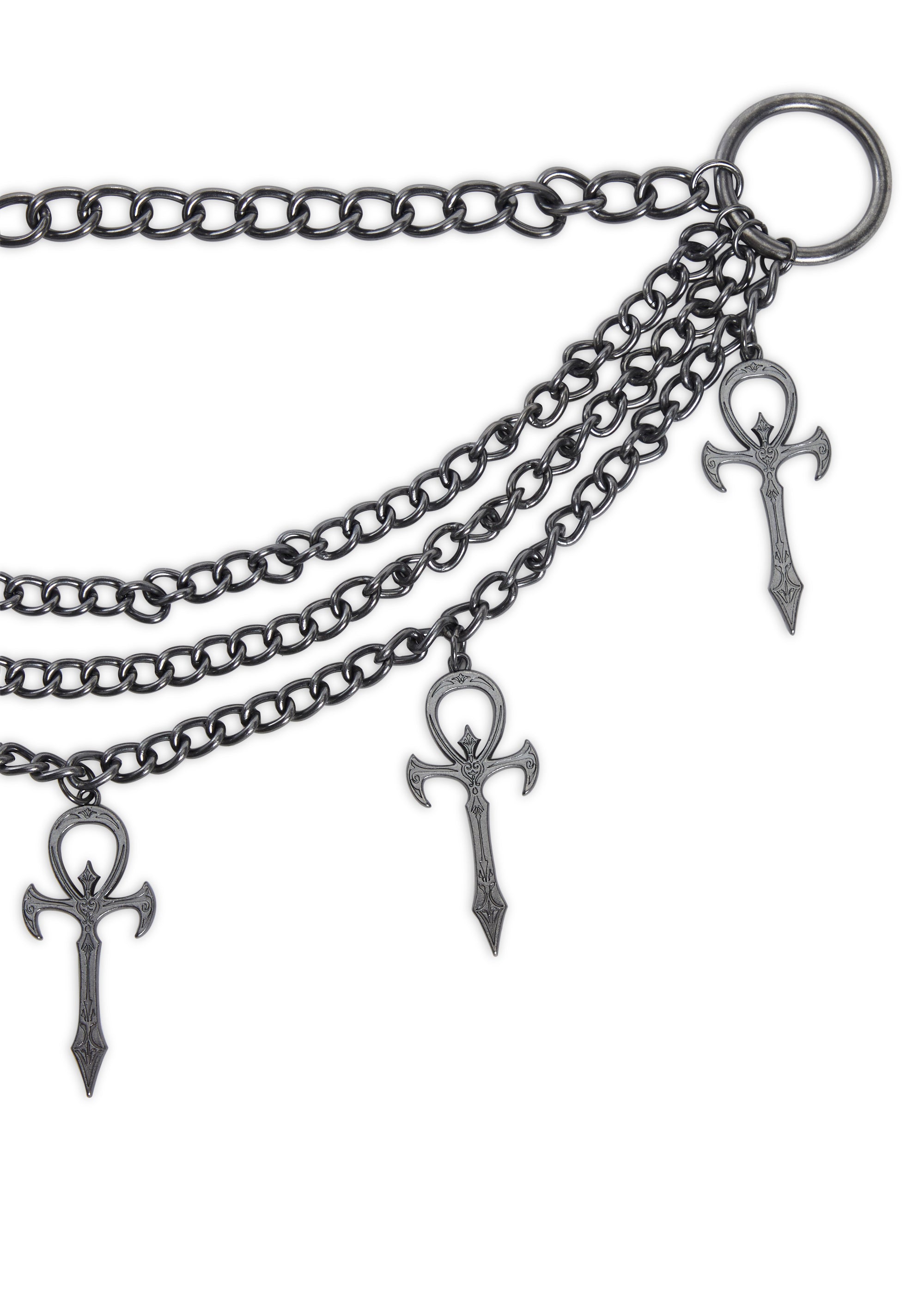 アクセサリー Dollskill CHAIN BELT Vegan Leather Dual Metal Chain Belt Darker Wavs - Silver