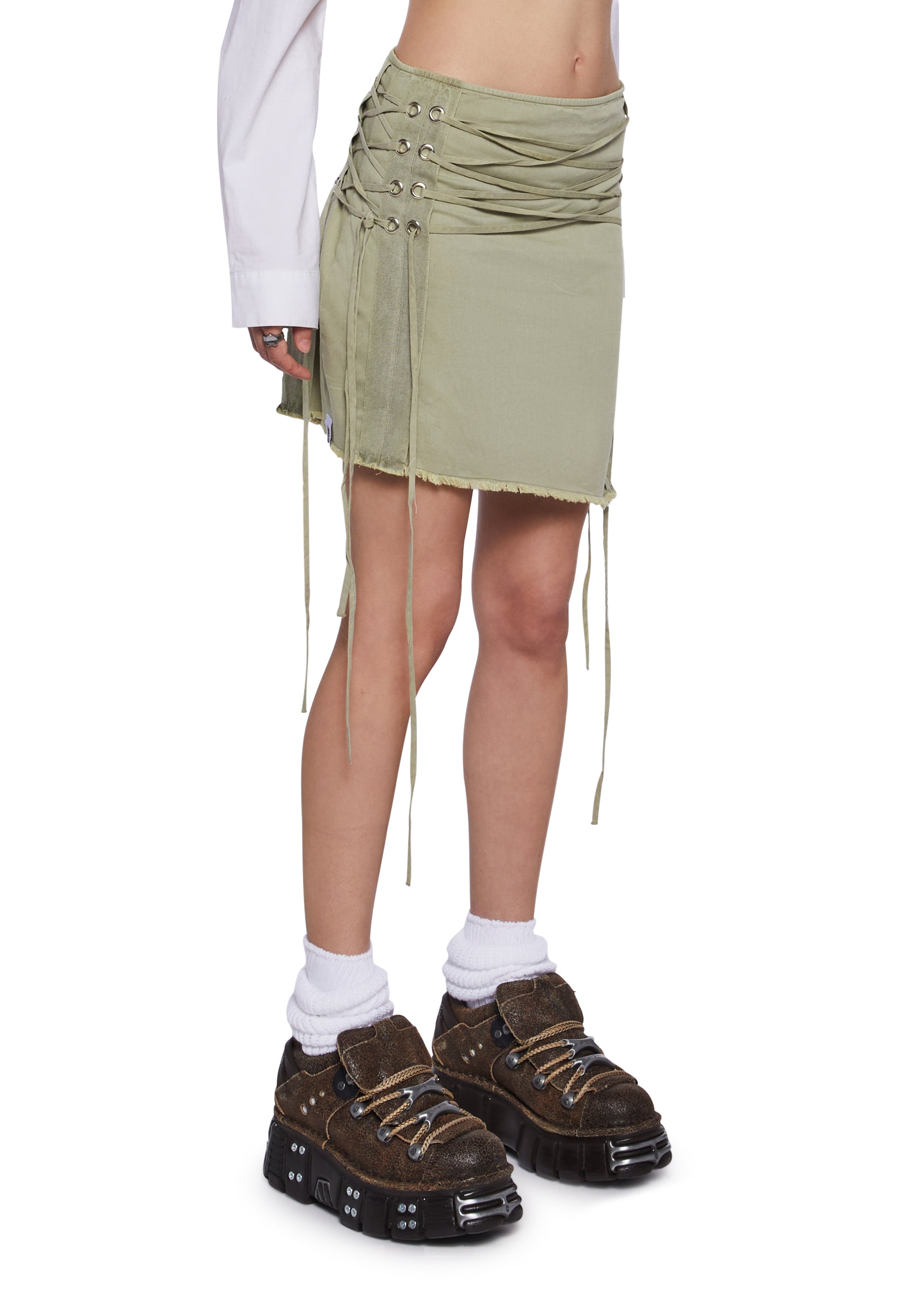【PAIN OR PLEASURE】24SS CLAIRE SKIRT Basic Pleasure Mode Darcie Lace Up Skirt With Asymmetrical