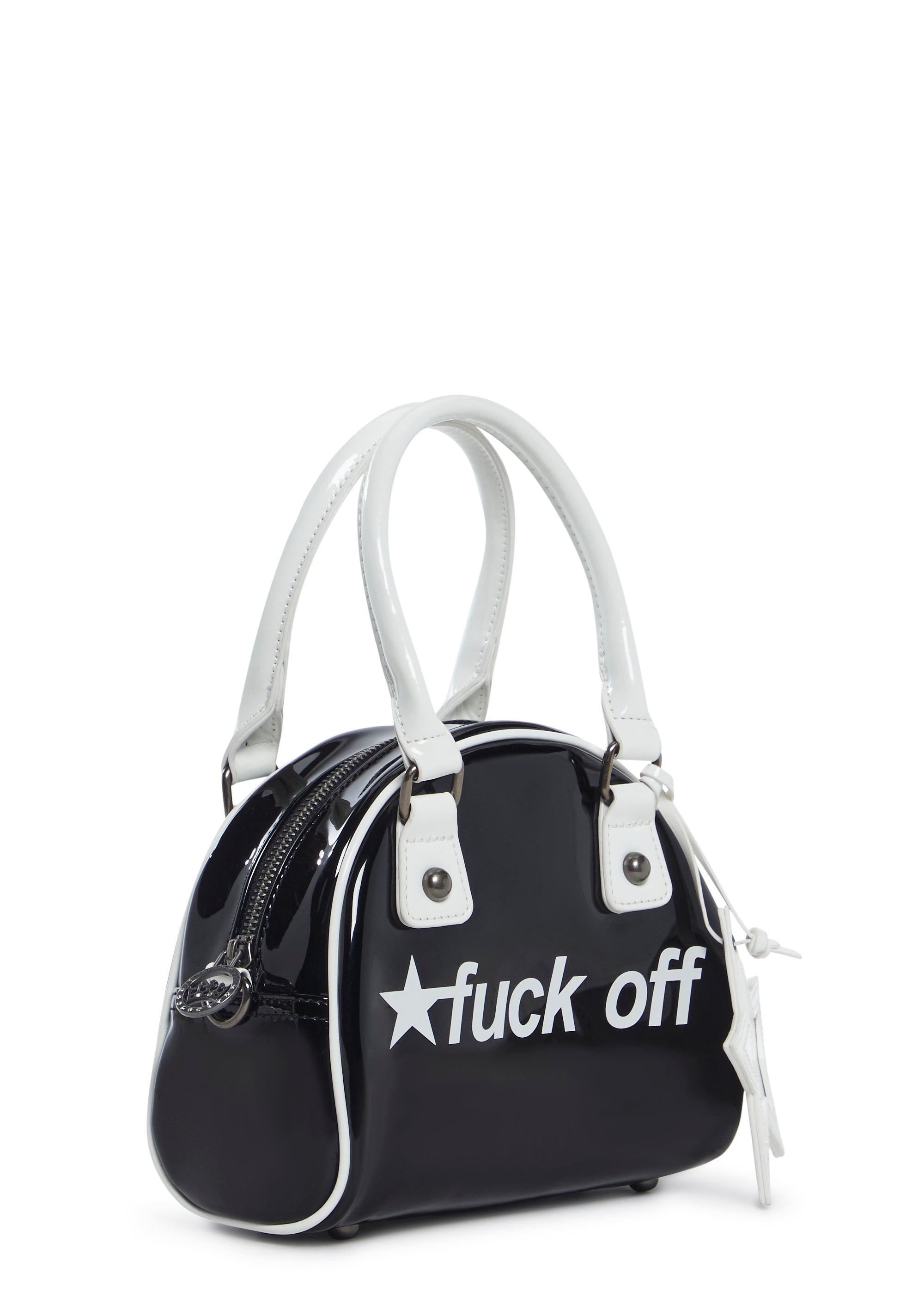Generation Kiss Fuck Off Vinyl Bowler Bag Black White Dolls Kill