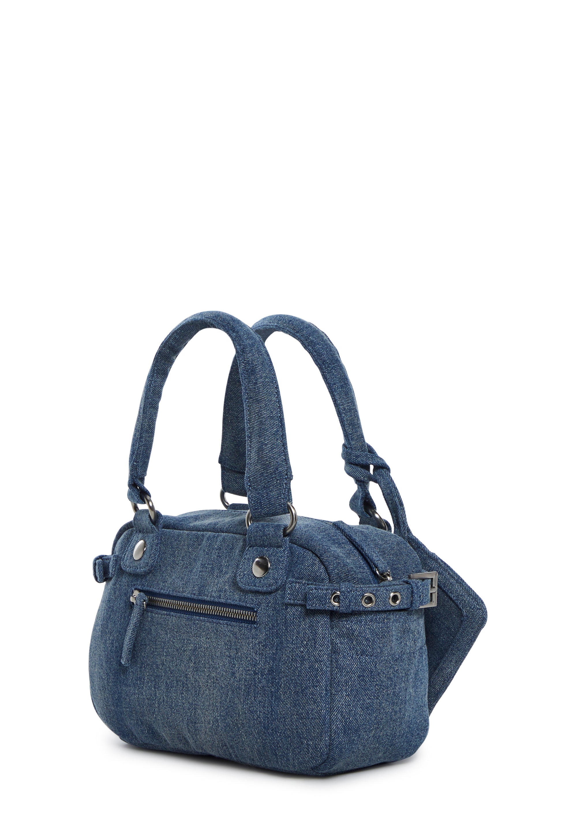 Generation Kiss Twill Denim Cargo Buckled Zippered Handbag Multi