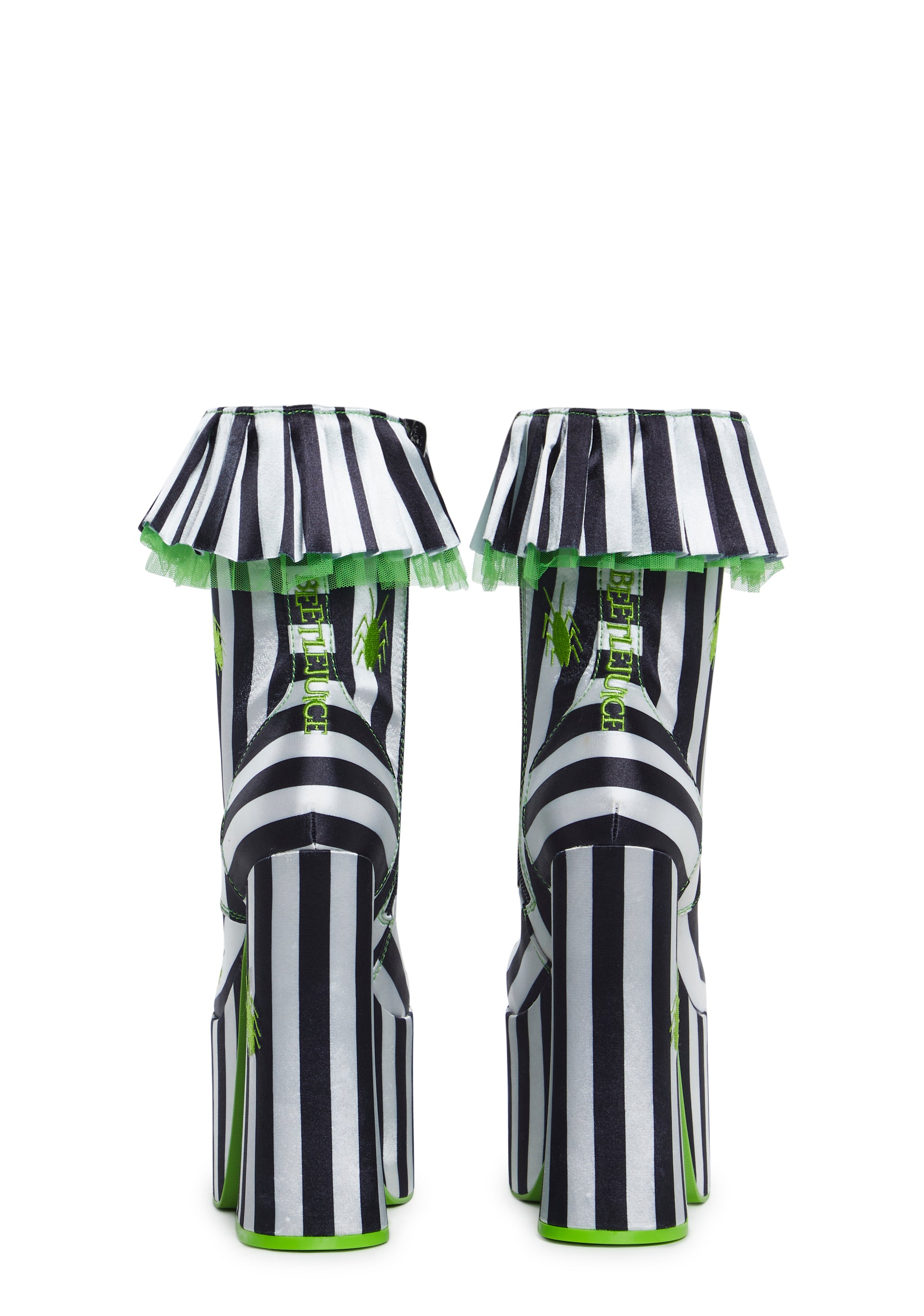 メーカー直売所 Dolls Kill x Beetlejuice Bio-exorcist Striped Satin Beetle 靴