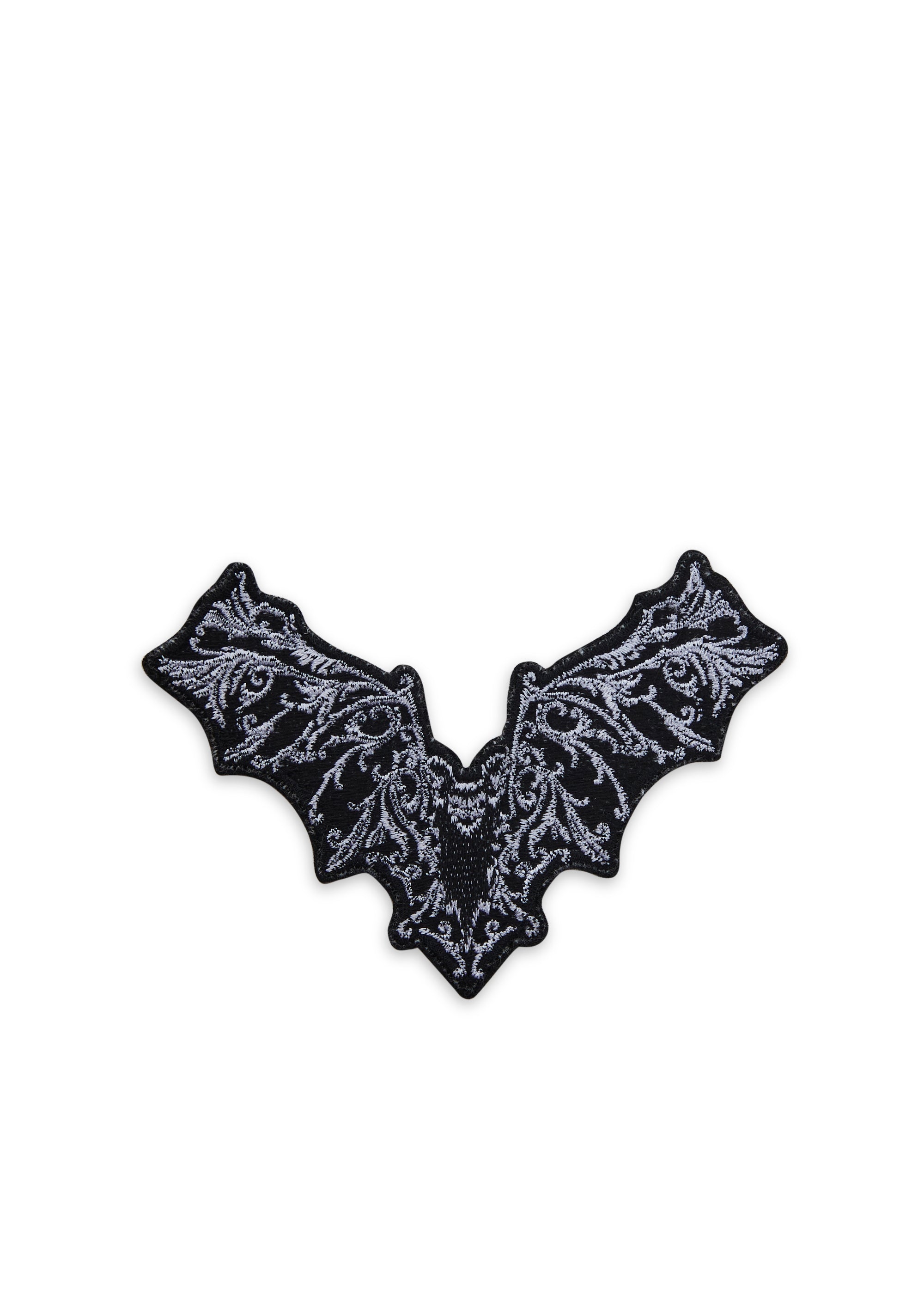 Widow Goth Bat Shaped Embroidered Iron-On Patch - Black – Dolls Kill
