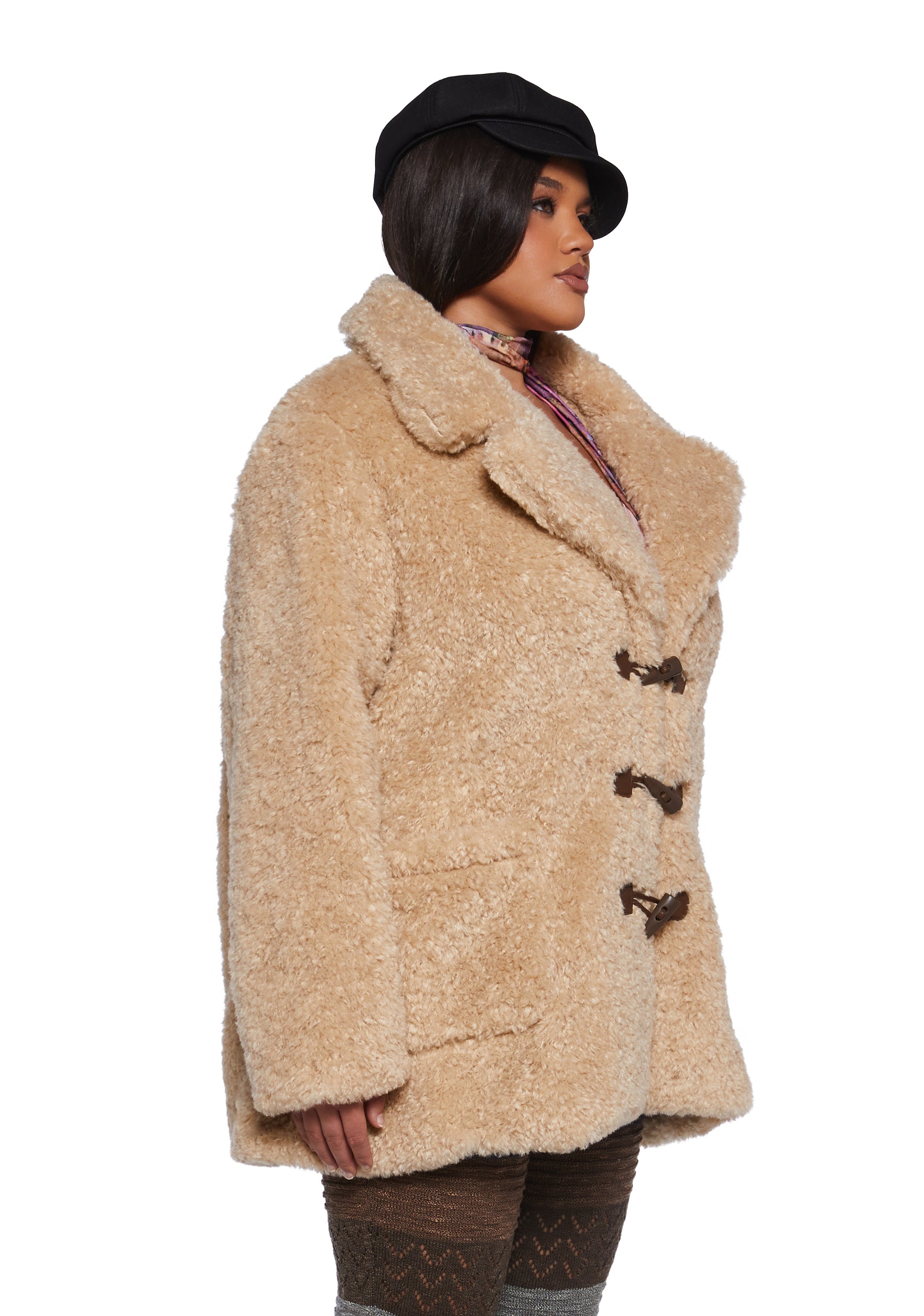 Plus Garage Band Sherpa Cropped Coat
