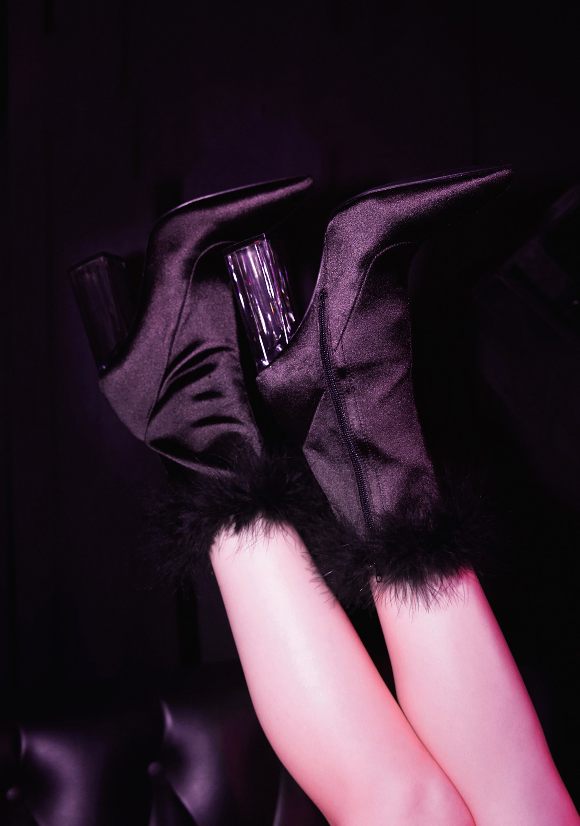 Luv Me Or Hate Me Marabou Boots - Black