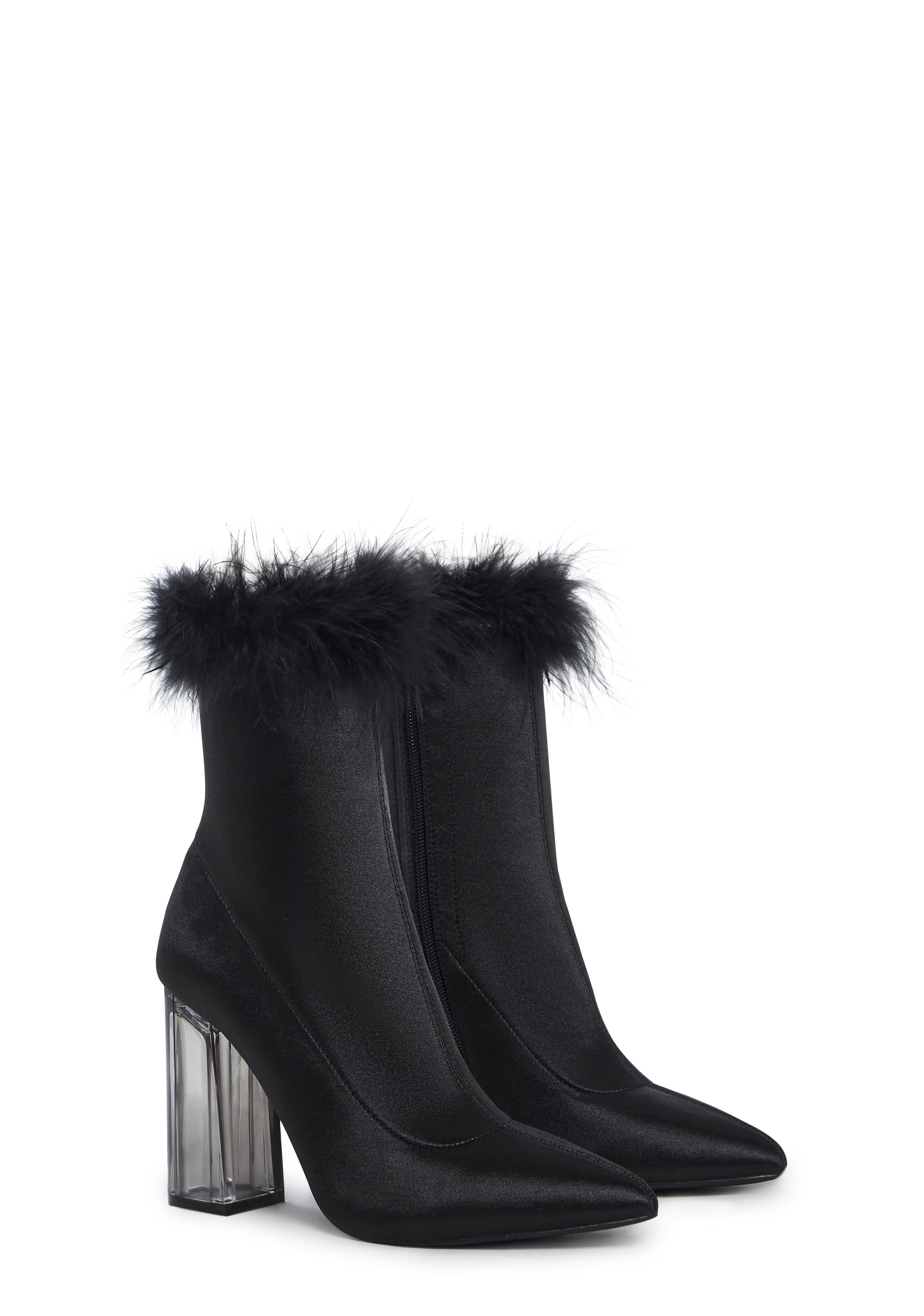 Luv Me Or Hate Me Marabou Boots - Black