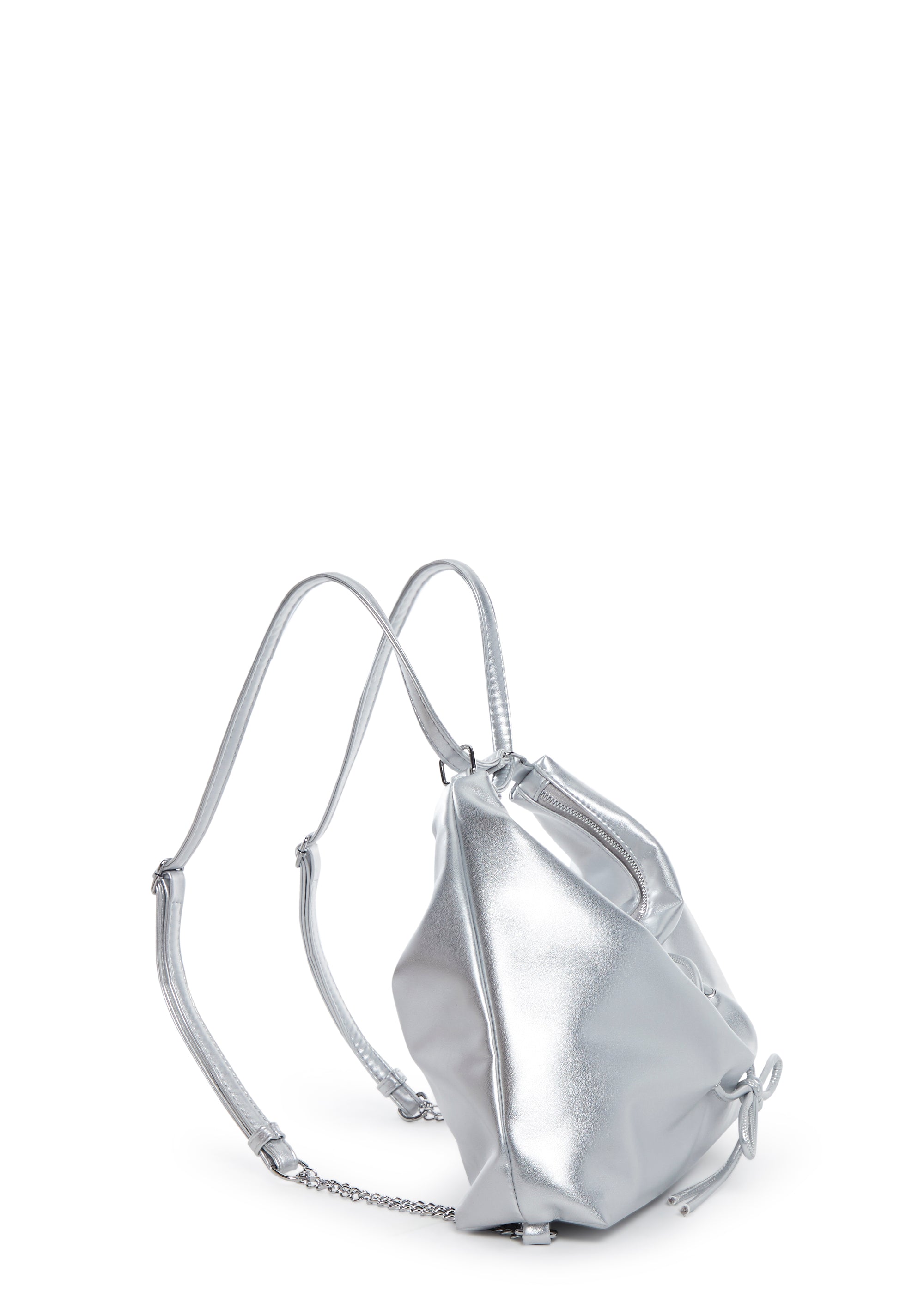 Metallic Vegan Leather Bag Backpack - Silver – Dolls Kill