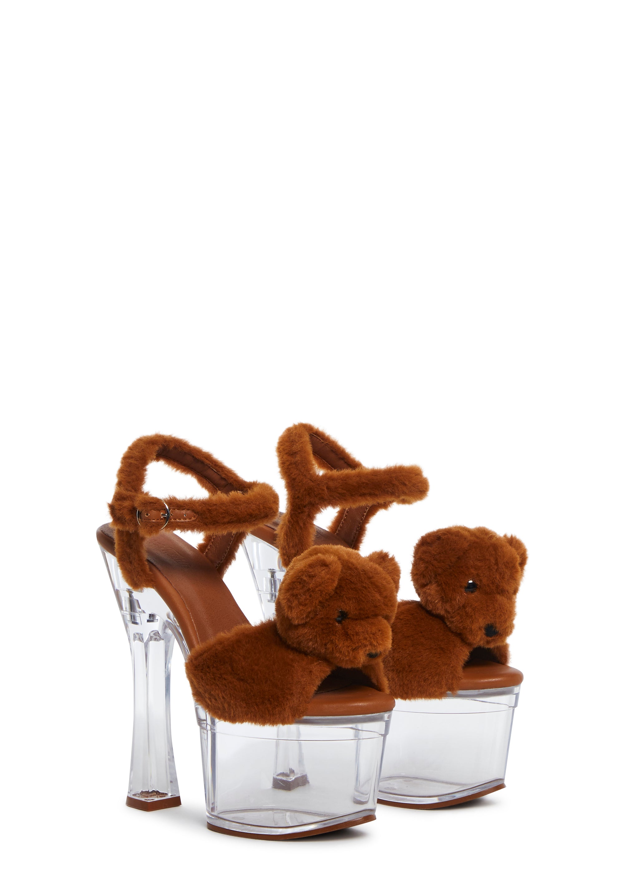 Plush Paws Platform Heels - Brown