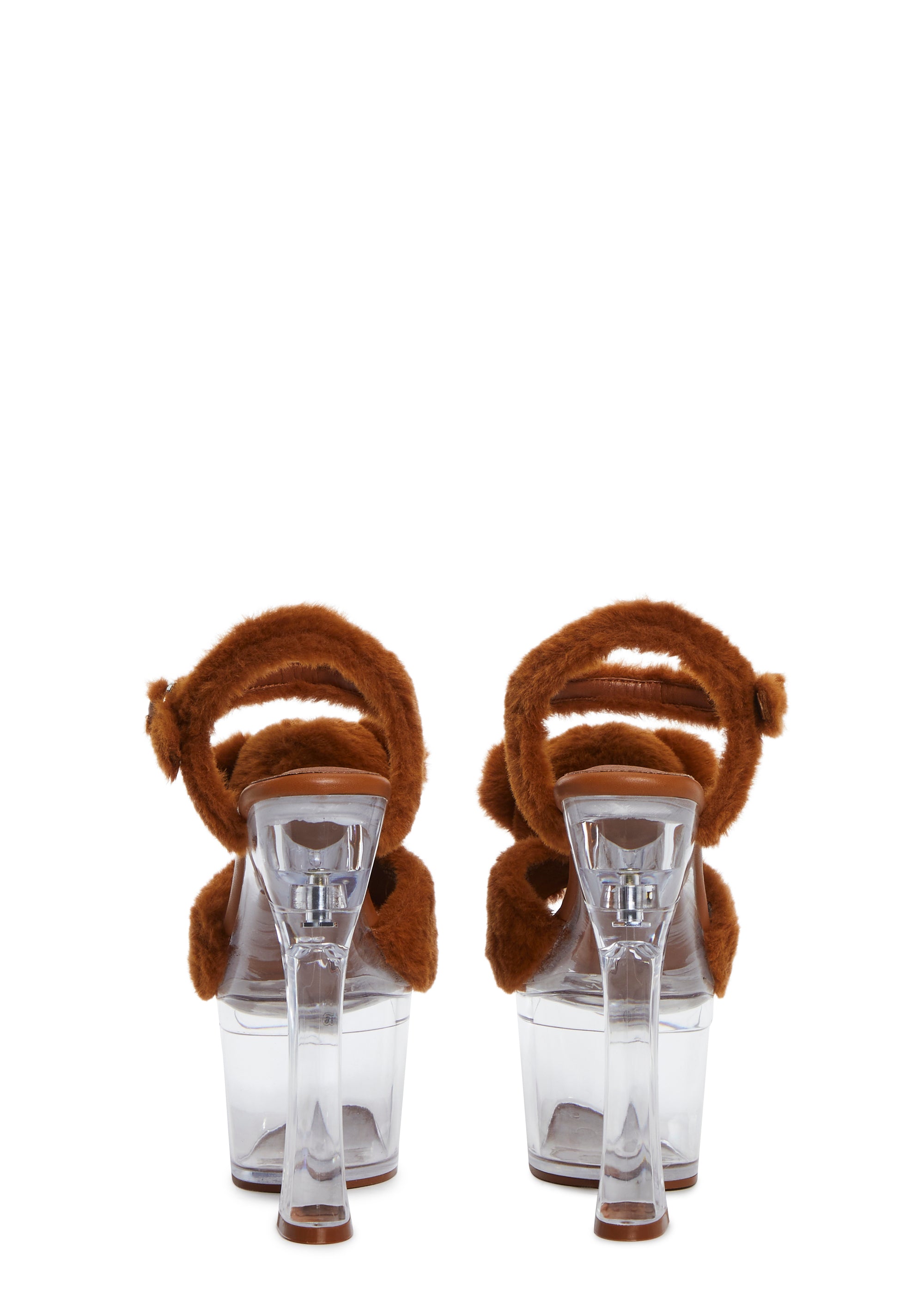 Plush Paws Platform Heels - Brown