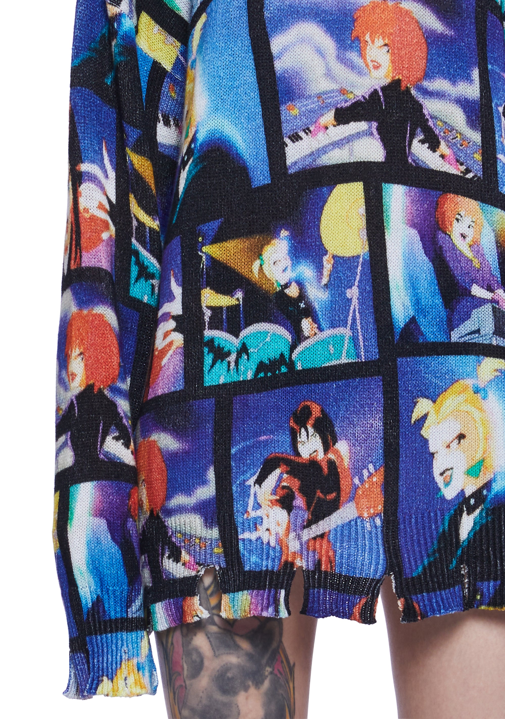 Dolls Kill x Scooby Doo Hex Girls Sublimated Distressed Frayed Oversized  Sweater - Multi