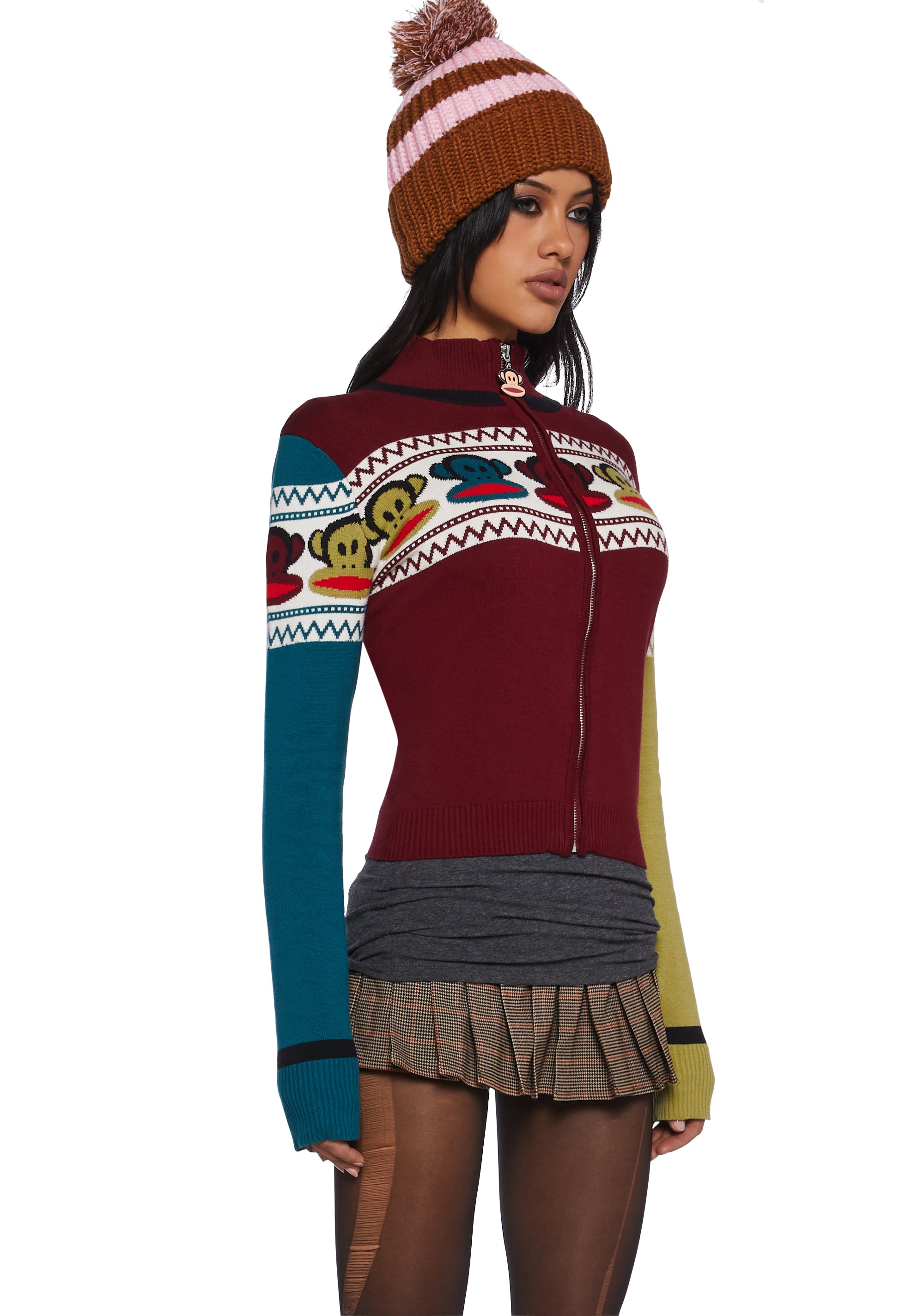 Dolls Kill x Paul Frank Julius Intarsia Fitted Colorblock