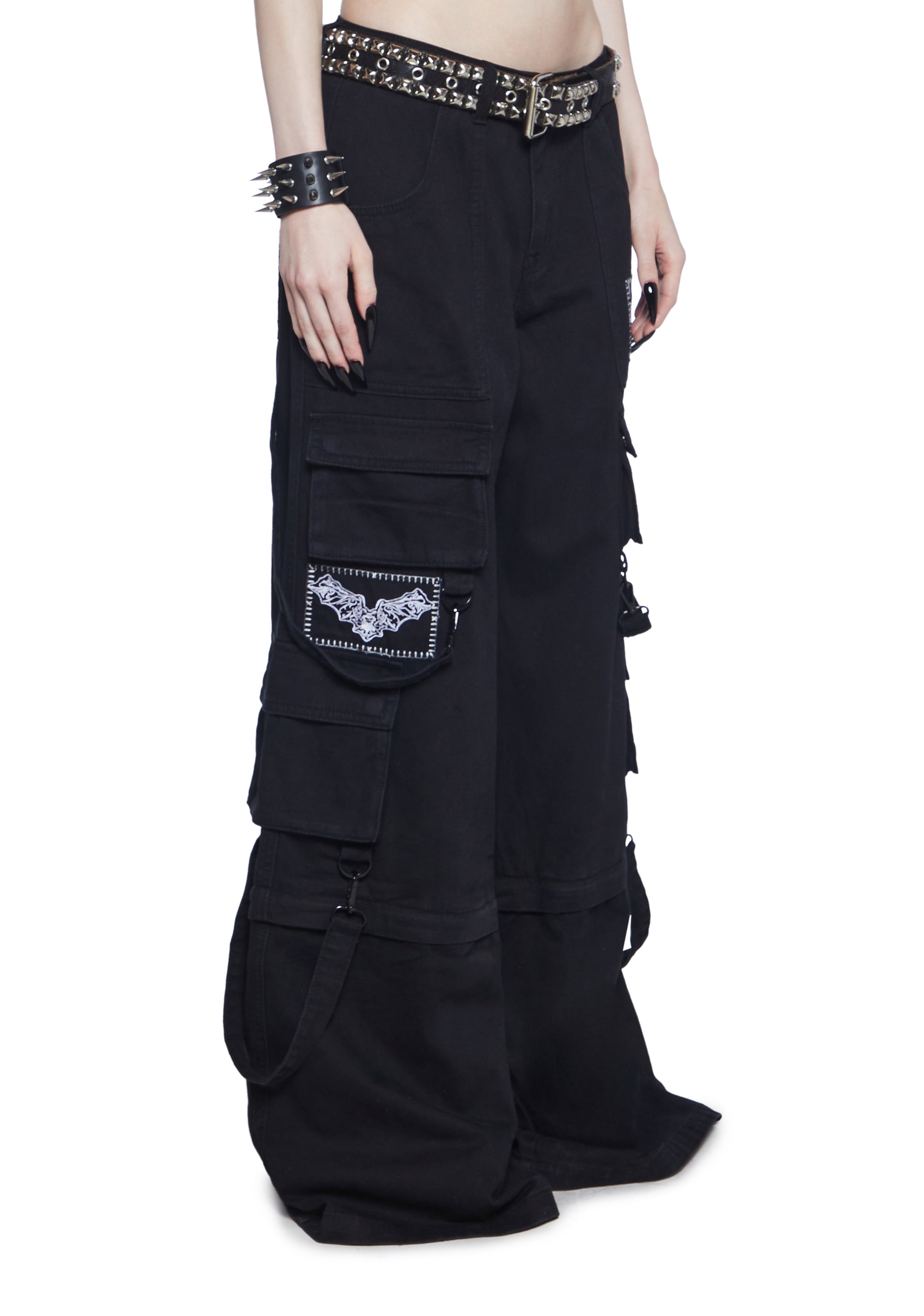 Widow Vampire Goth Ankh Patches Twill Wide Leg Convertible