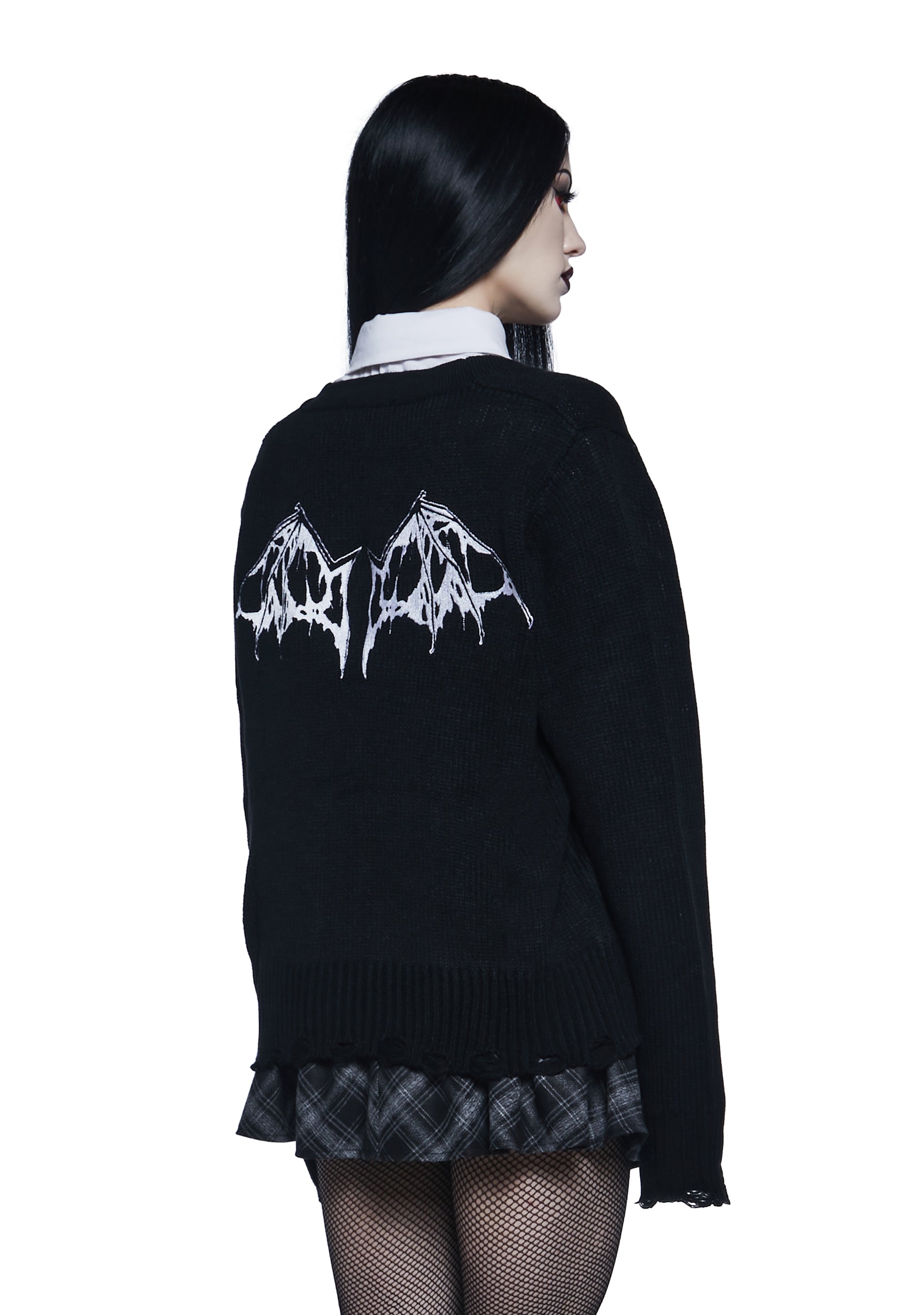 Widow Vampire Goth Acrylic Knit Batwing Spider Web Ankh