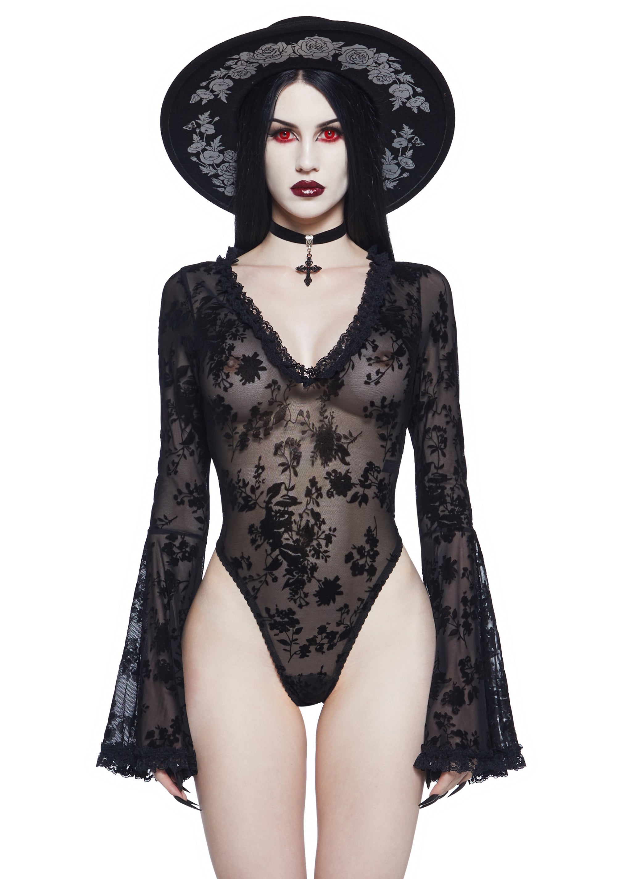 Pursuit Of Blood Mesh Bodysuit - Black