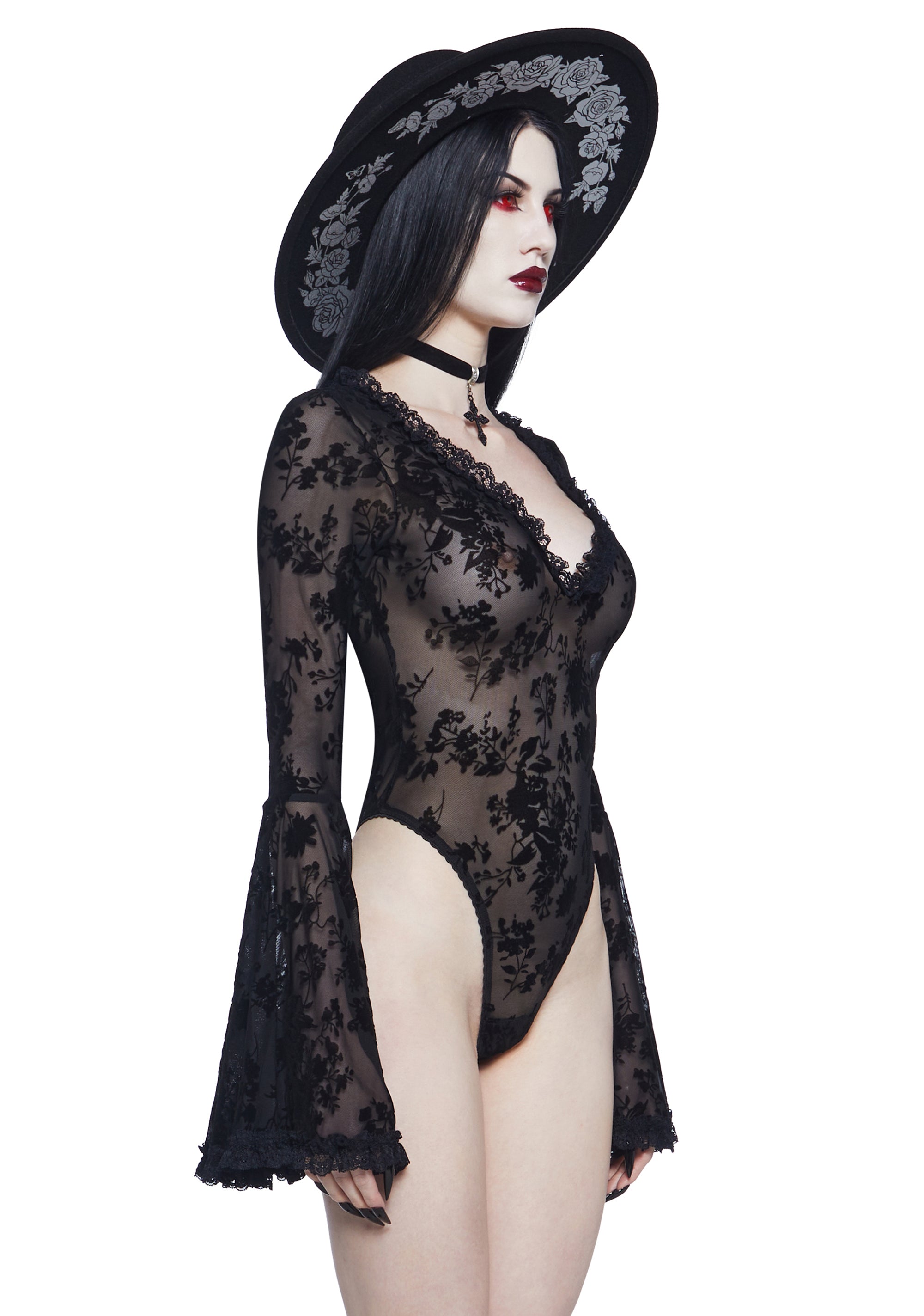 Pursuit Of Blood Mesh Bodysuit - Black