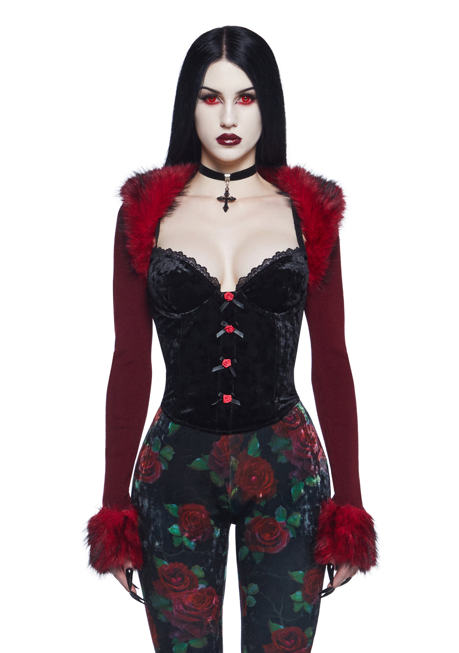 Becoming Mine Faux Fur Shrug - Red
