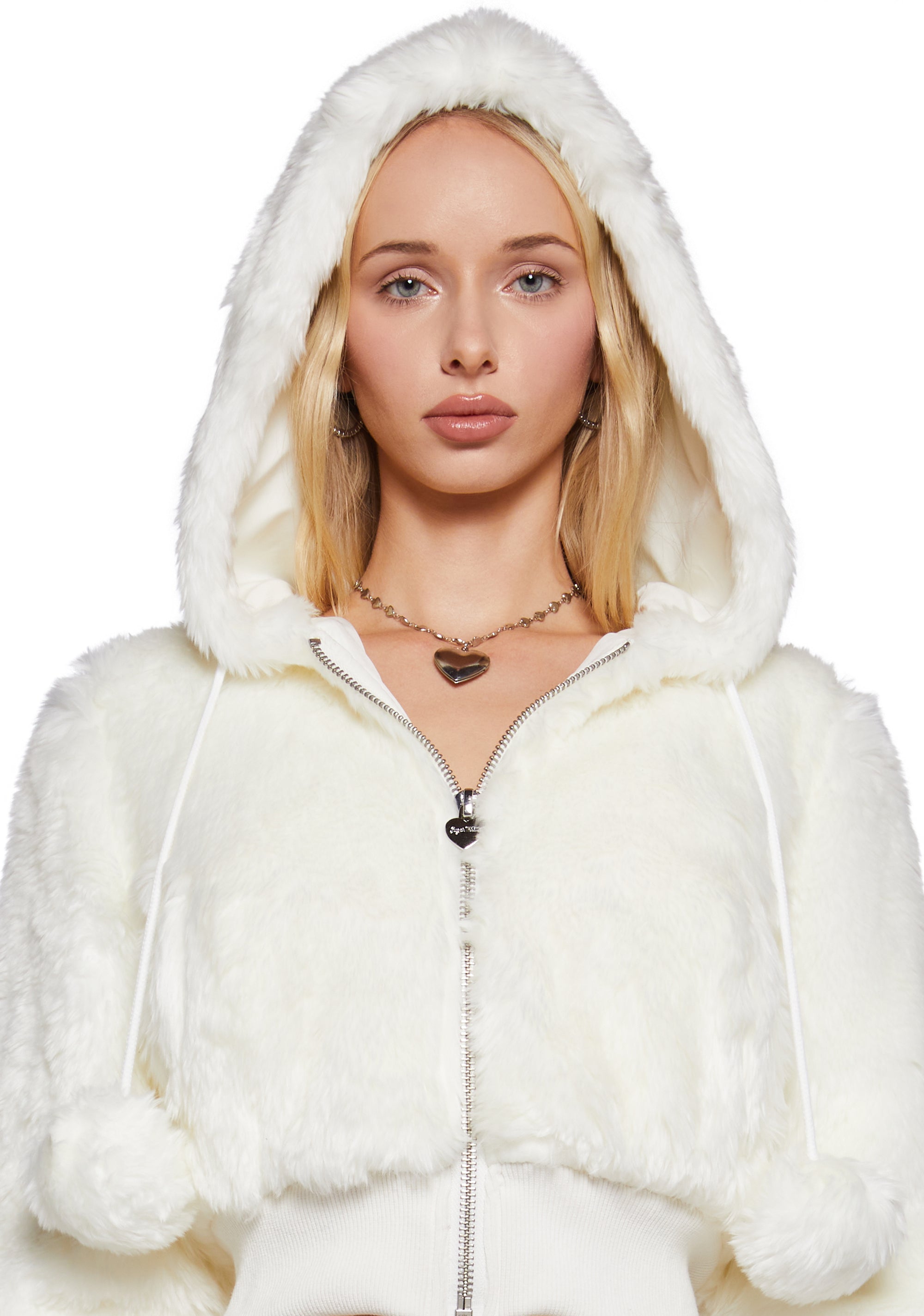 White faux fur hoodie new arrivals