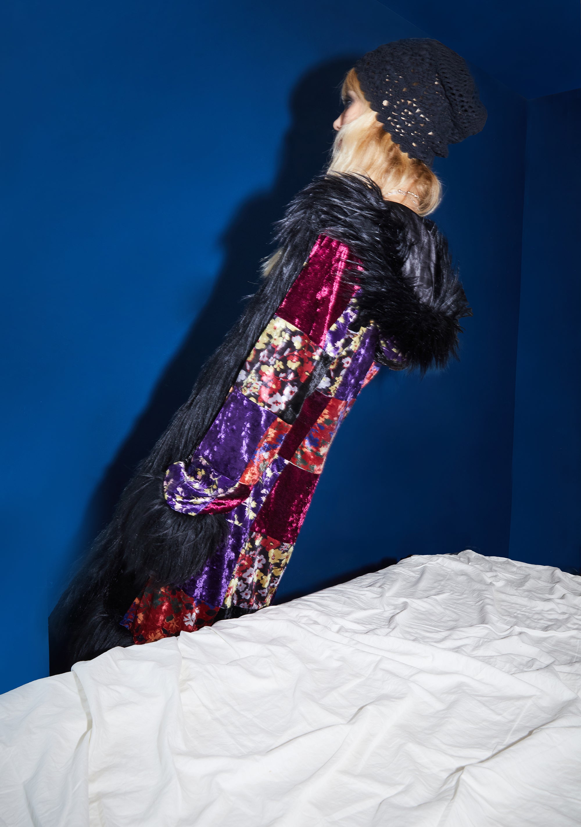 Current Mood Velvet Patchwork Floral Coat - Multi – Dolls Kill