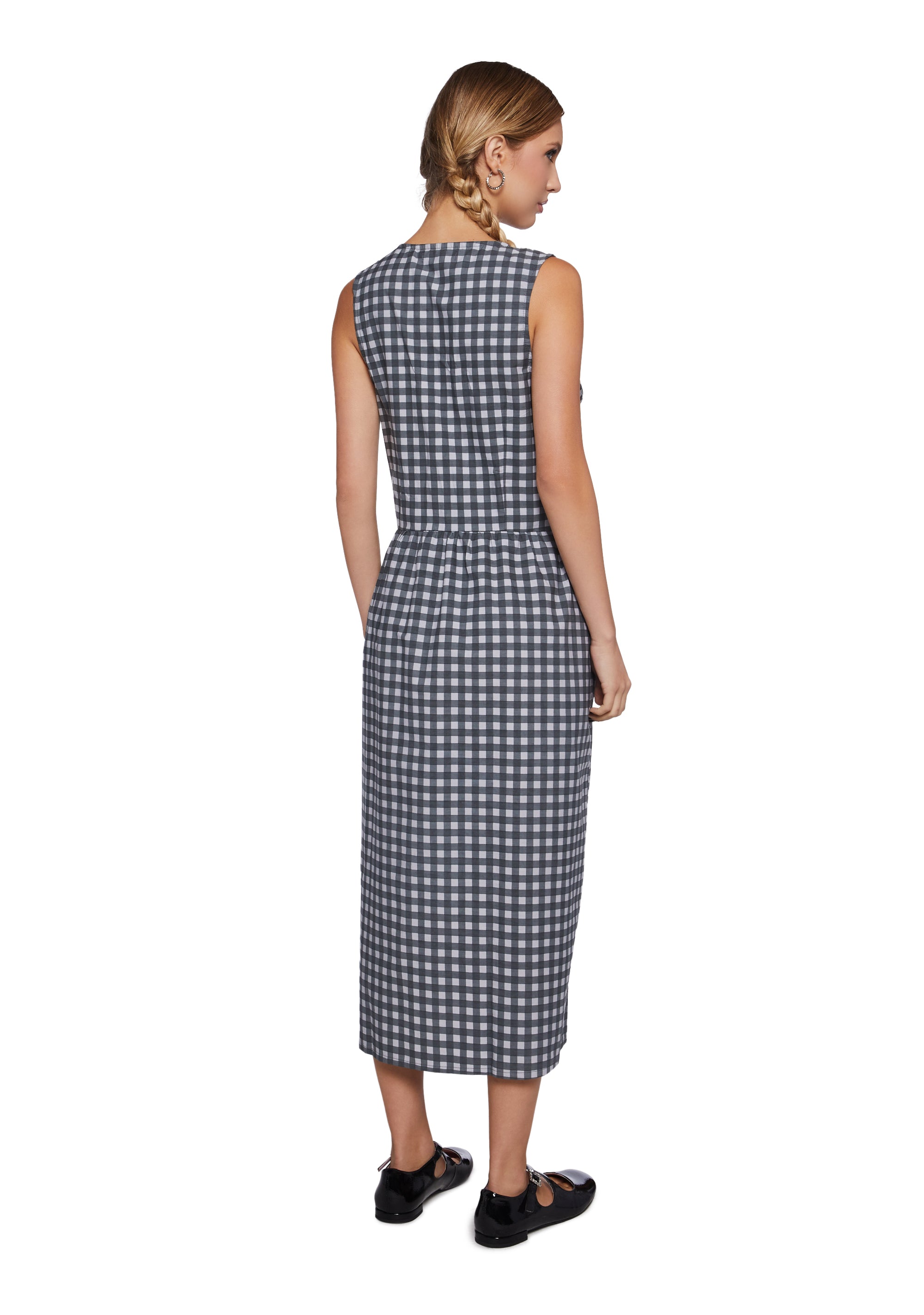 Motel Gingham Cotton Midi Dress