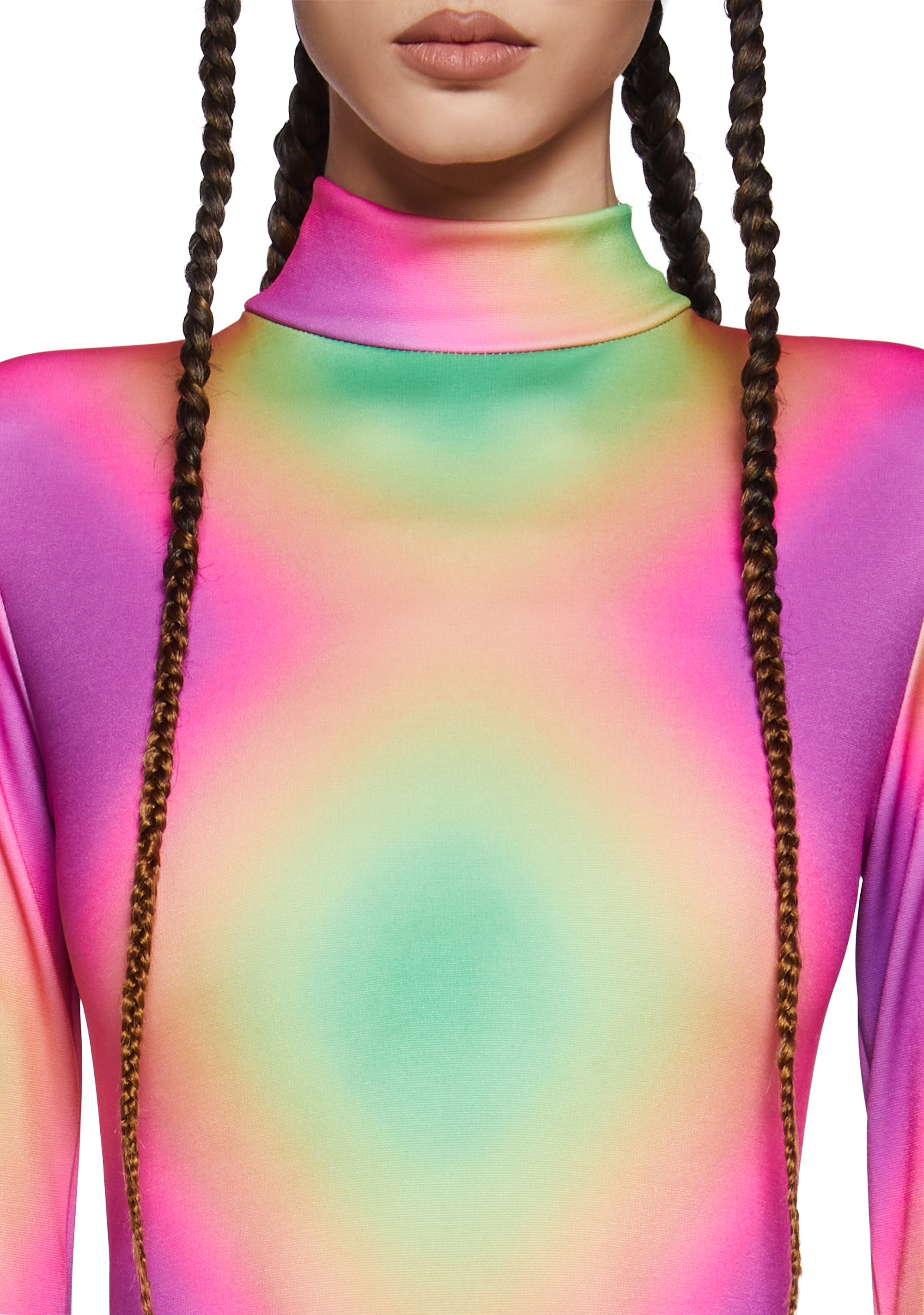 Stretchy Knit Ombre Long Sleeve Bodysuit Club Exx - Multi