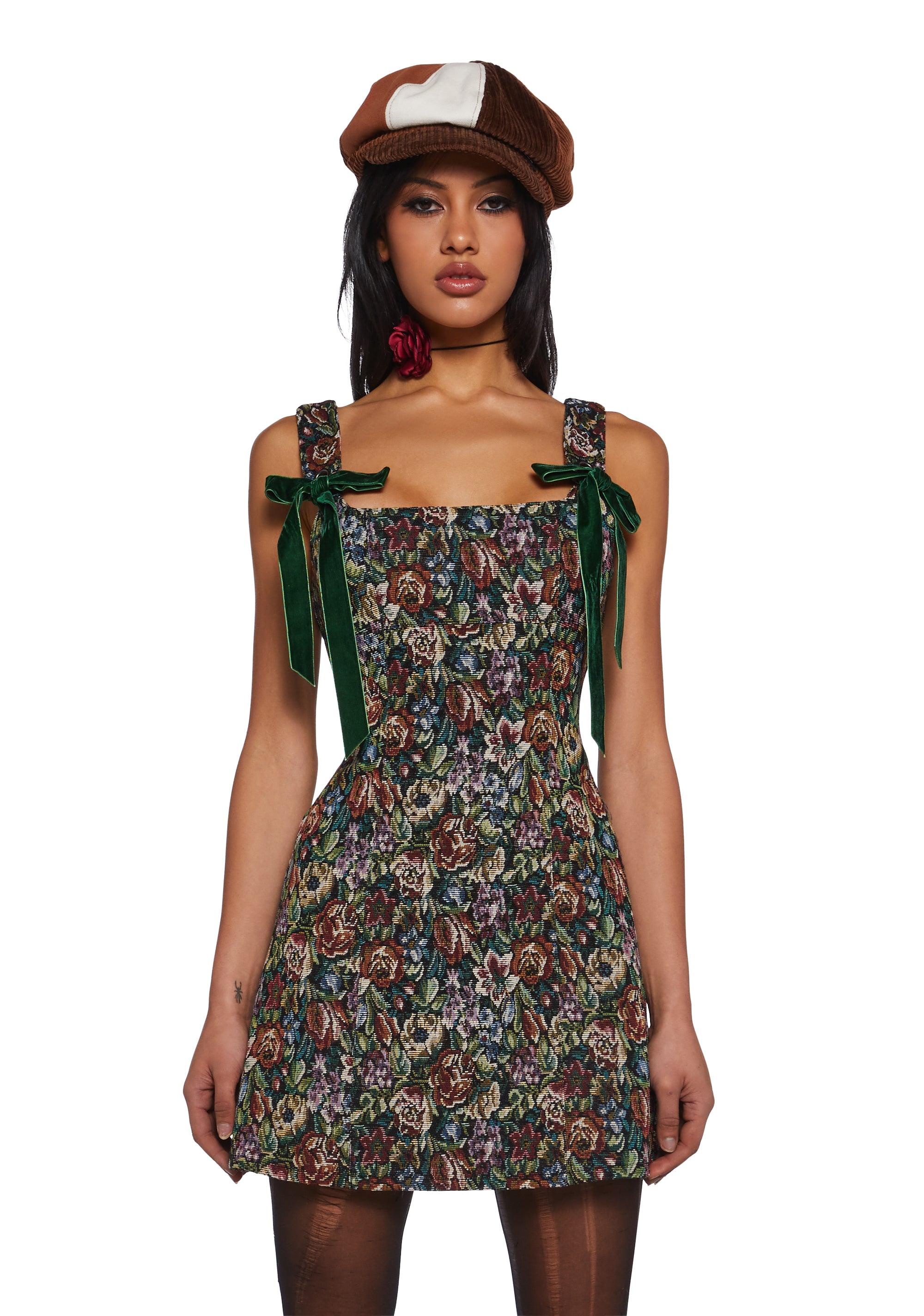 Floral Jacquard Mini Dress Current Mood - Multi Dolls Kill Floral Jacquard Mini Dress Current Mood - Multi Dolls Kill