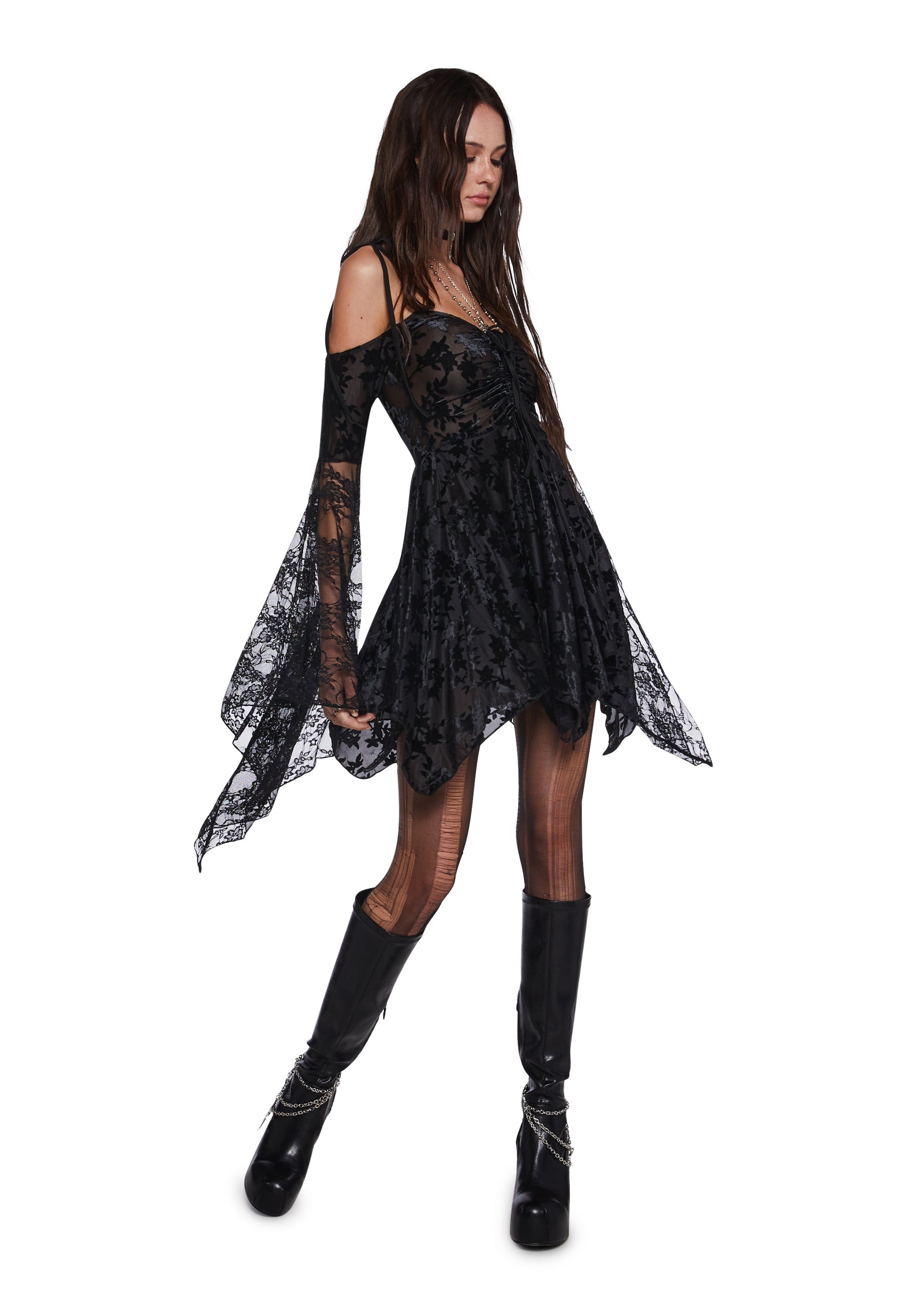 F Is For Fairies Handkerchief Floral Velvet Lace Dress Current Mood