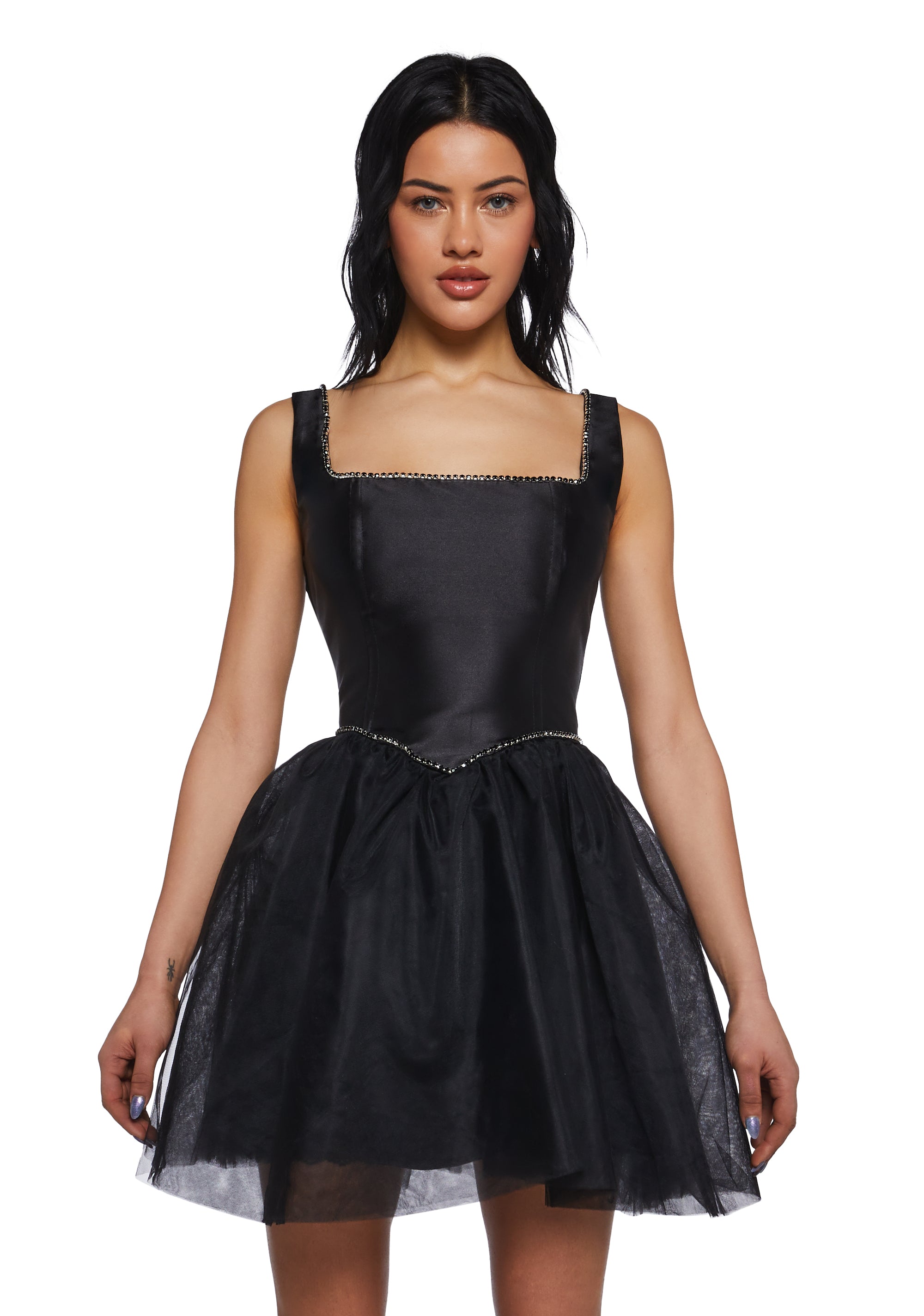 Polished Pirouette Corset Dress - Black