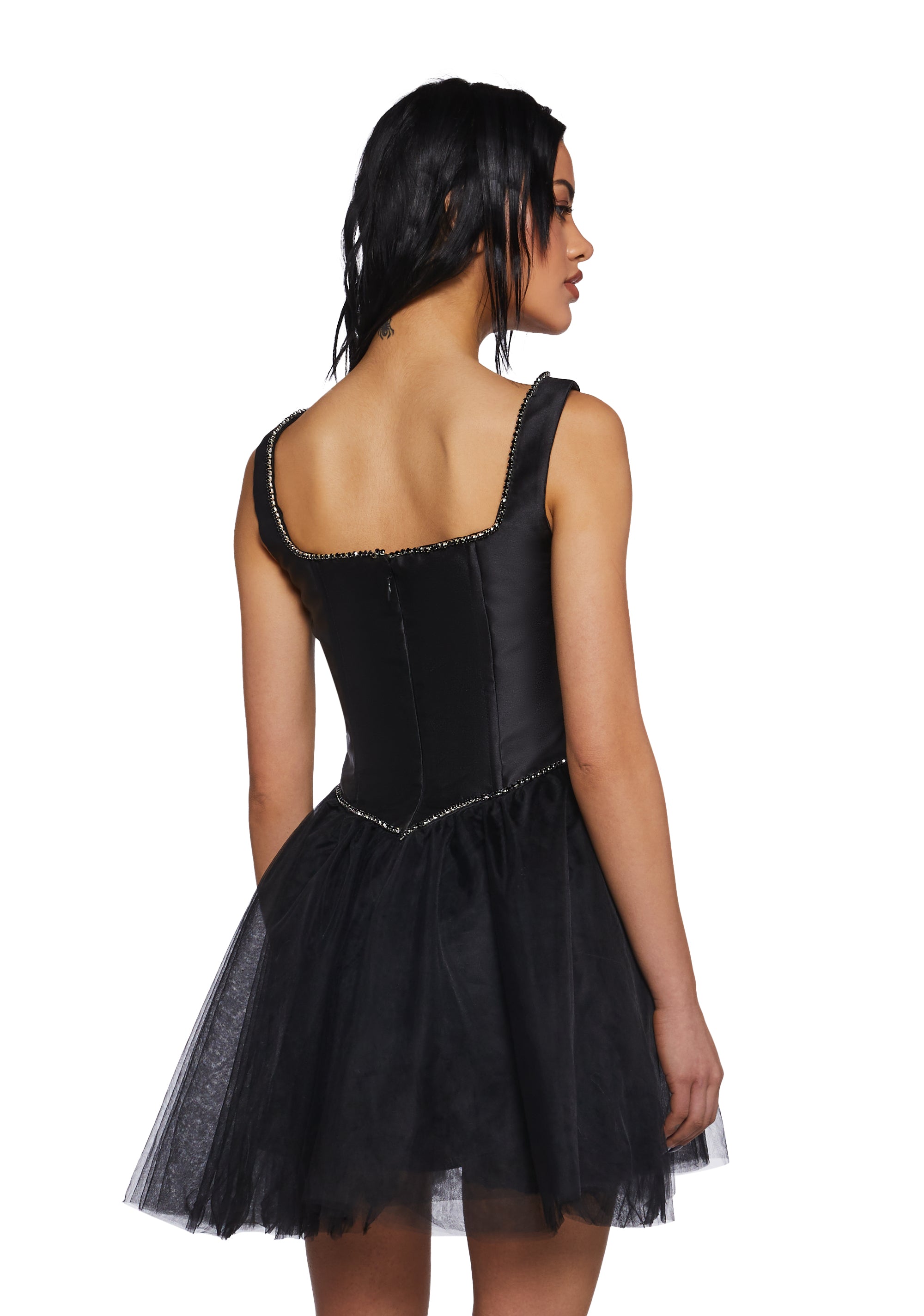Satin Tulle Tutu Sleeveless Mini Corset Dress Sugar Thrillz - Black Dolls Kill Satin Tulle Tutu Sleeveless Mini Corset Dress Sugar Thrillz - Black Dolls Kill