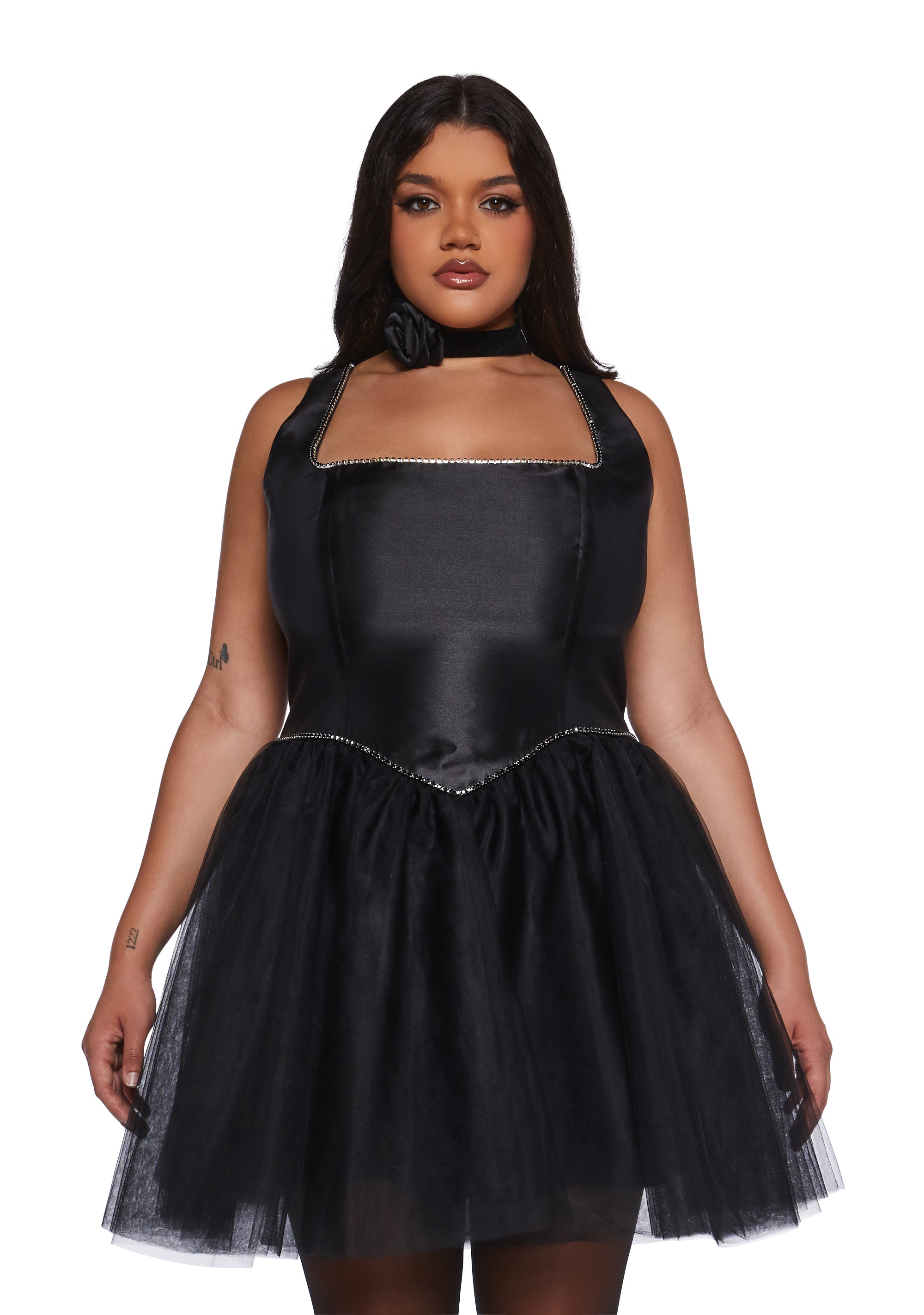 Polished Pirouette Corset Dress - Black
