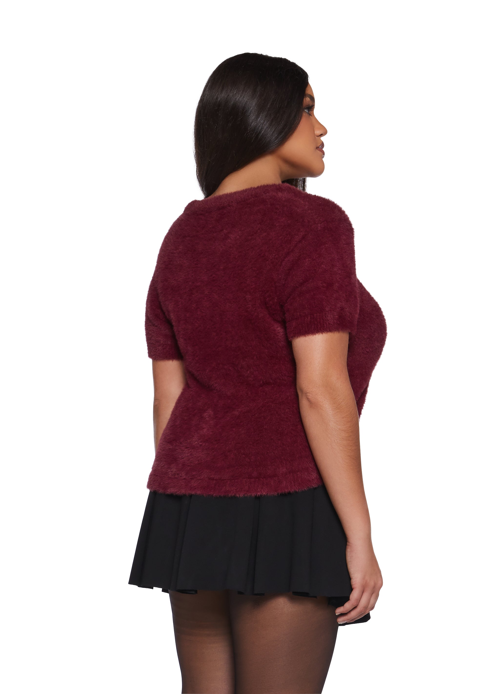 Fuzzy Sweater With Heart Graphic Sugar Thrillz - Red – Dolls