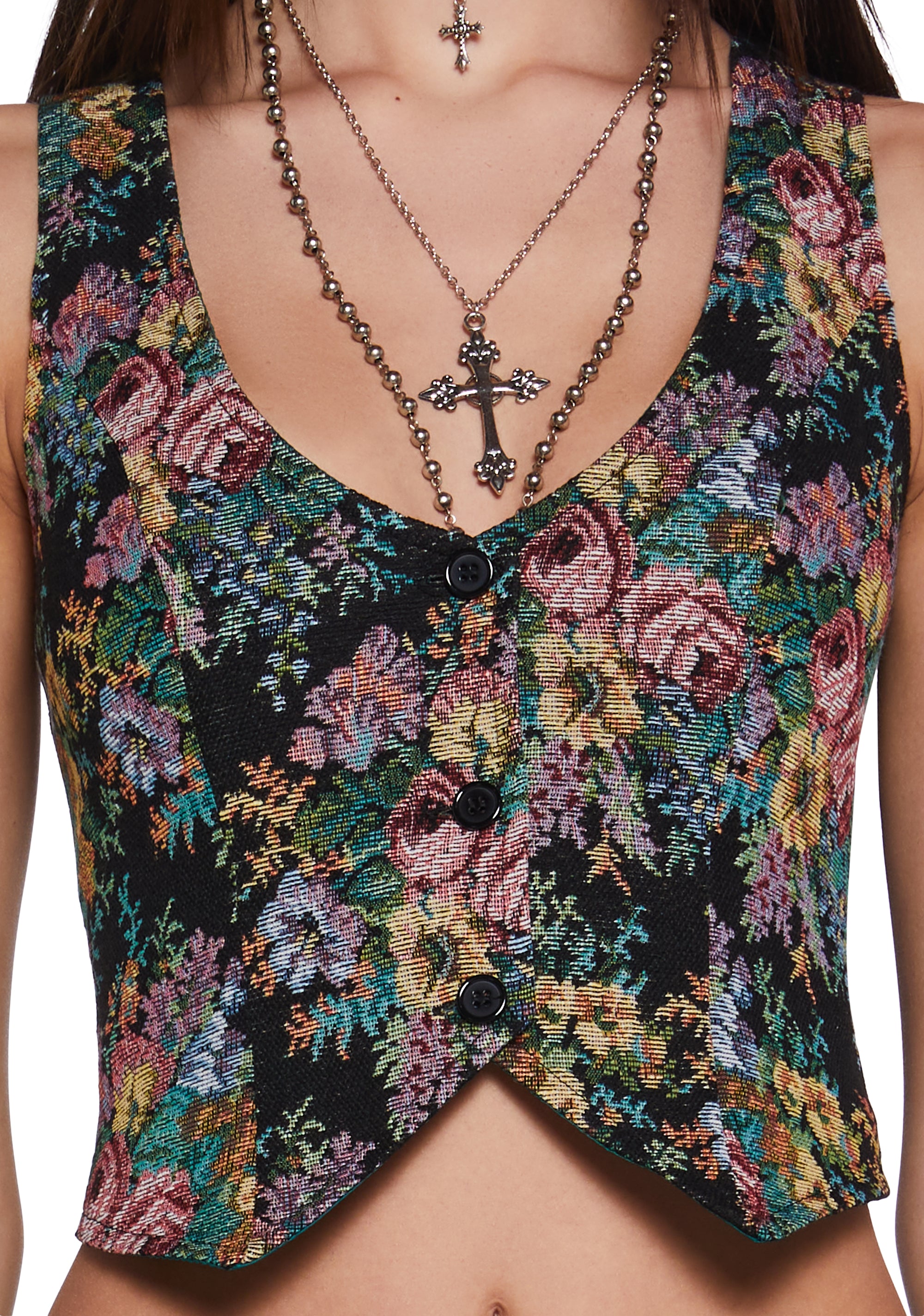 Mood Style: Easy Jacquard Vest w/ Covered Buttons