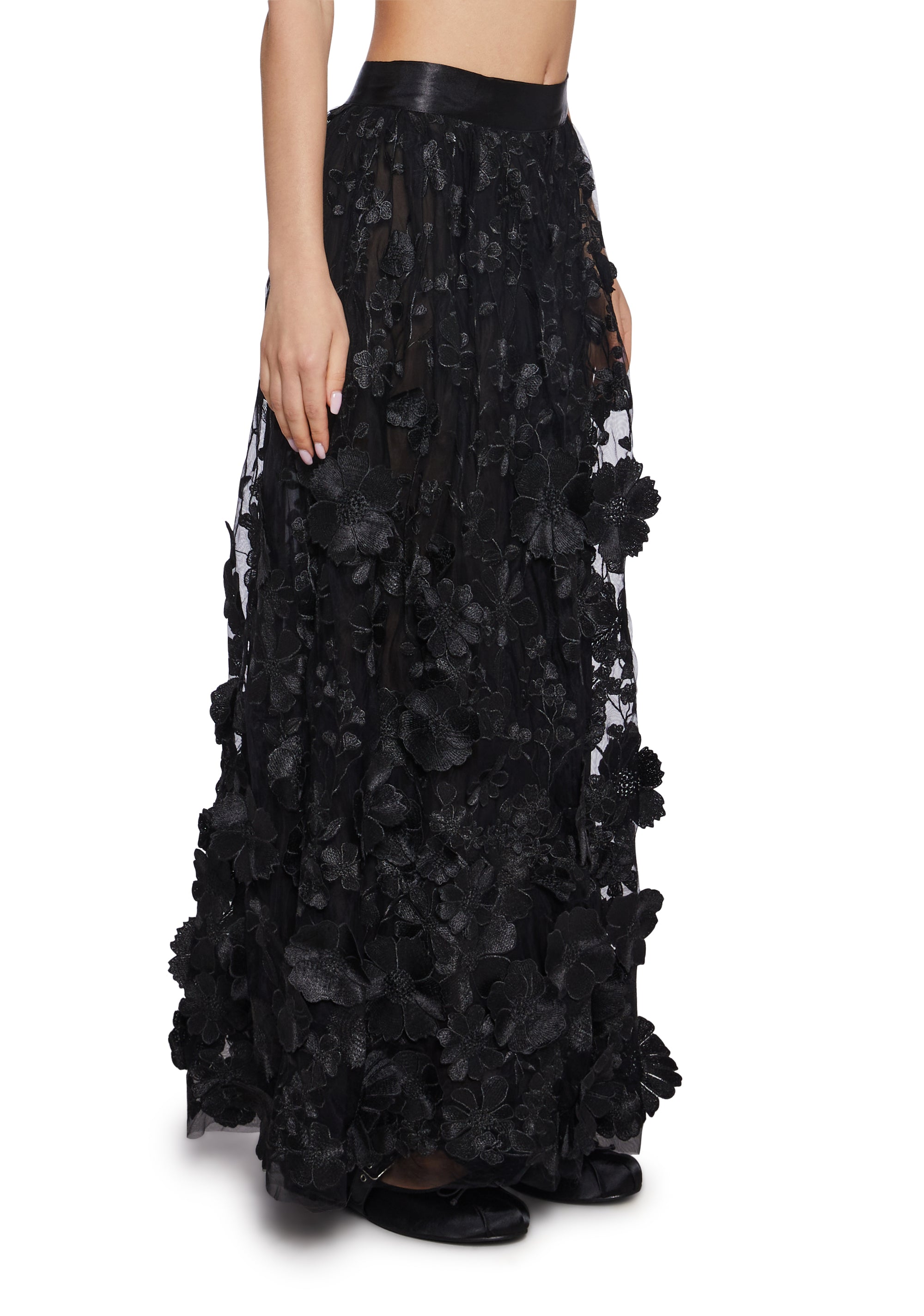 Floral Dreams Maxi Skirt - Black