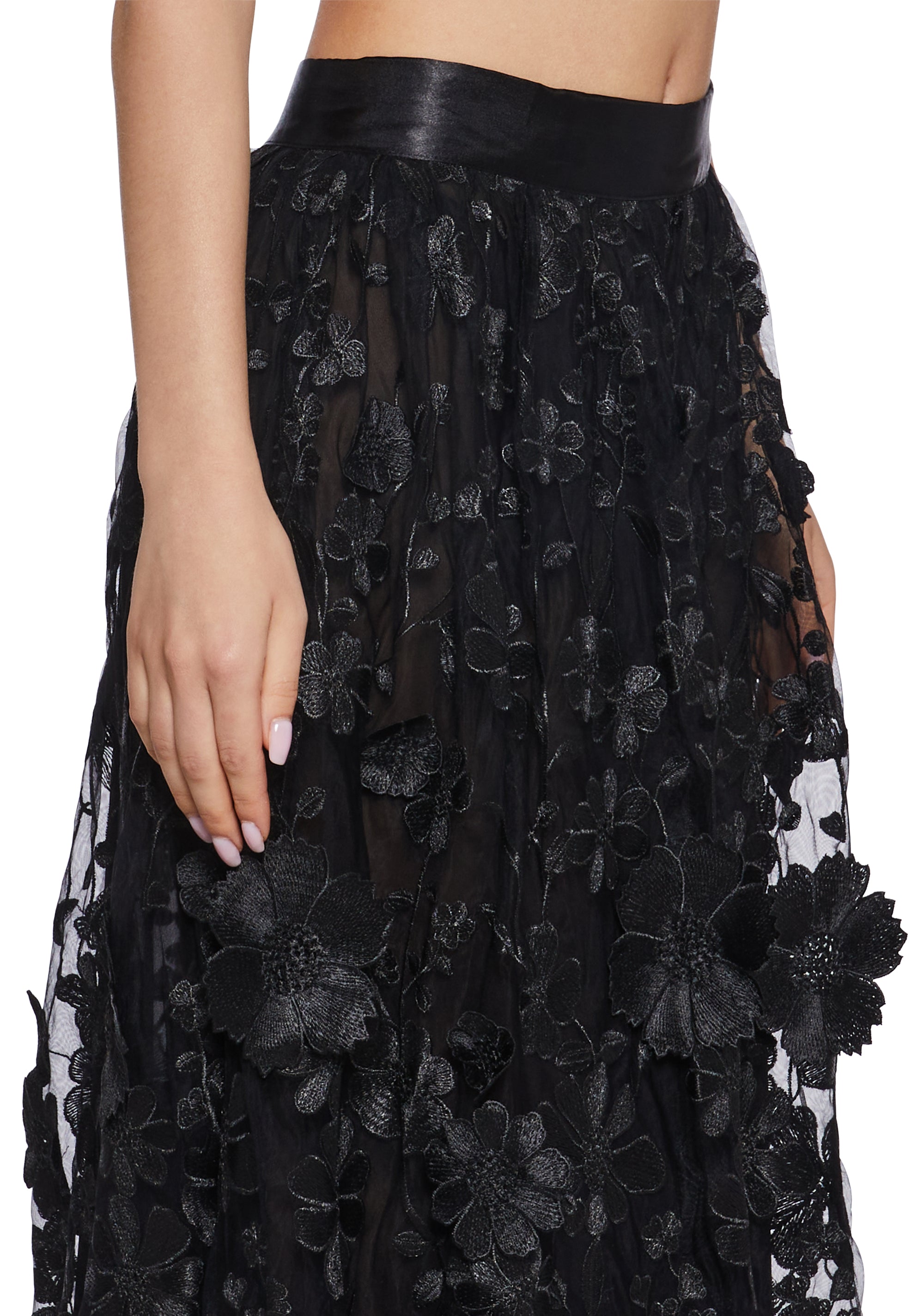 Floral Dreams Maxi Skirt - Black