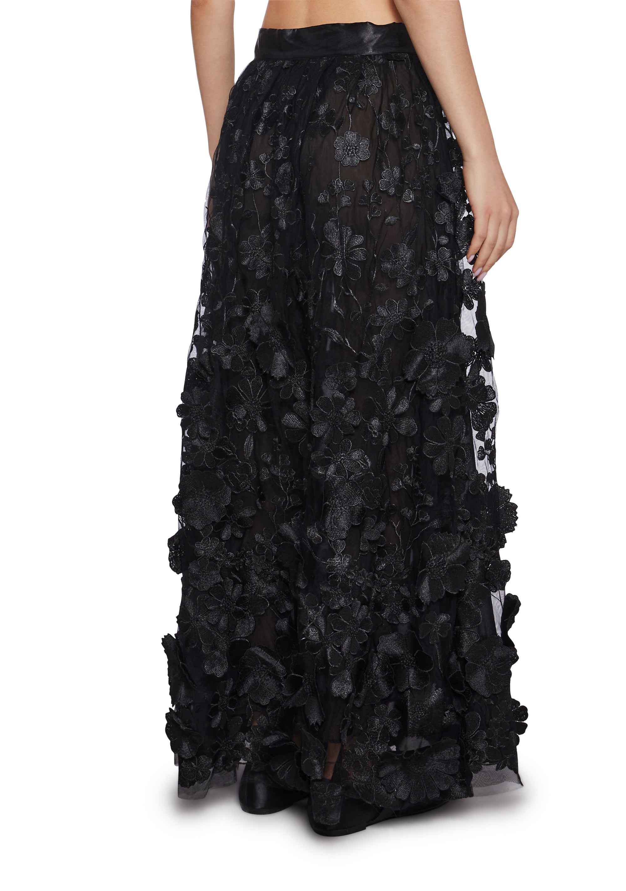 Floral Dreams Maxi Skirt - Black